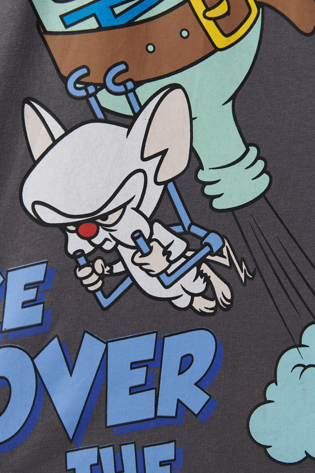 Лонгслив хлопковый с принтом пинки и брейн - цвет серый - 5