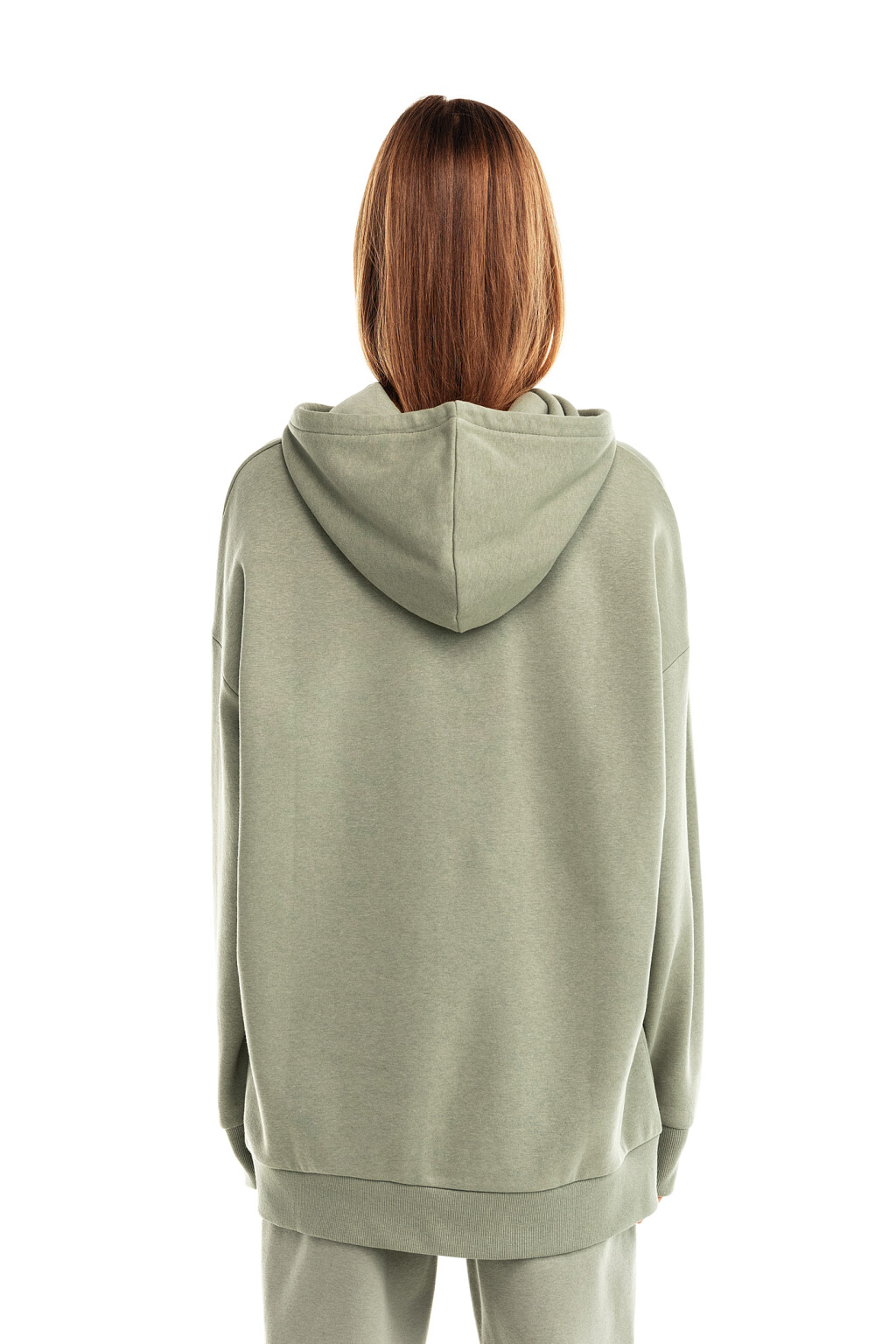 Худи хлопковая oversize c начесом - цвет зеленый - 2