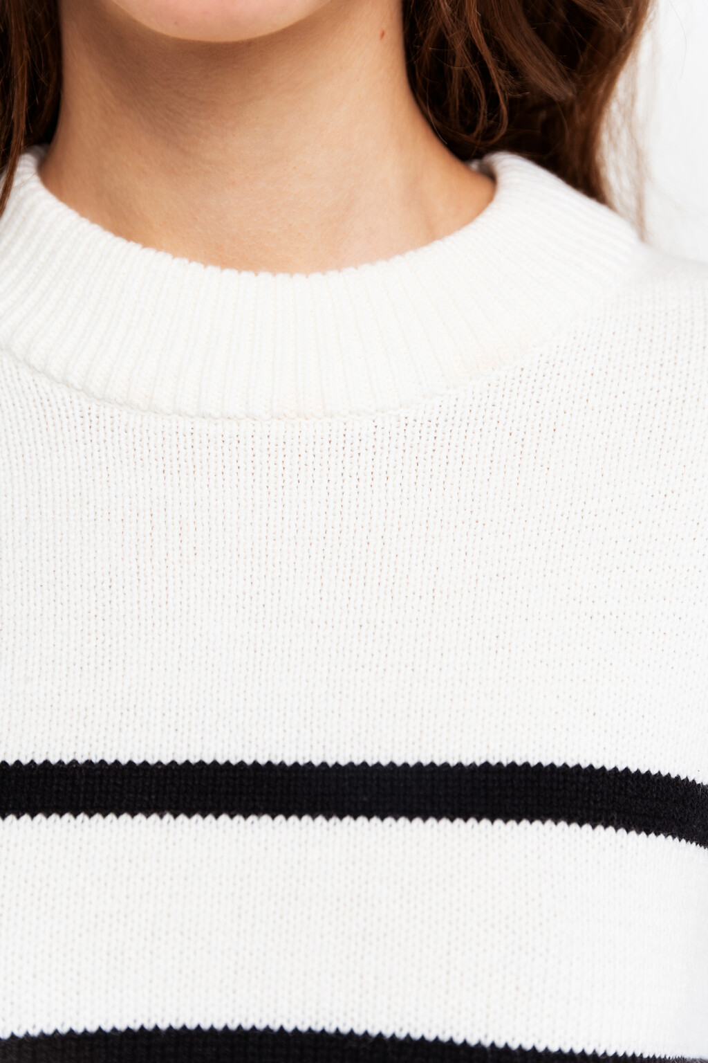 Свитер хлопковый в полоску - цвет белый - 3
