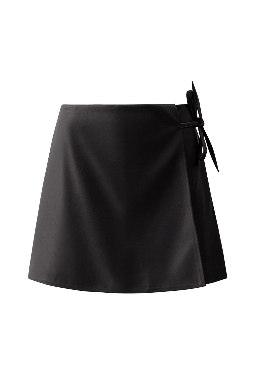 Юбка-шорты из искусственной кожи - цвет черный - 7