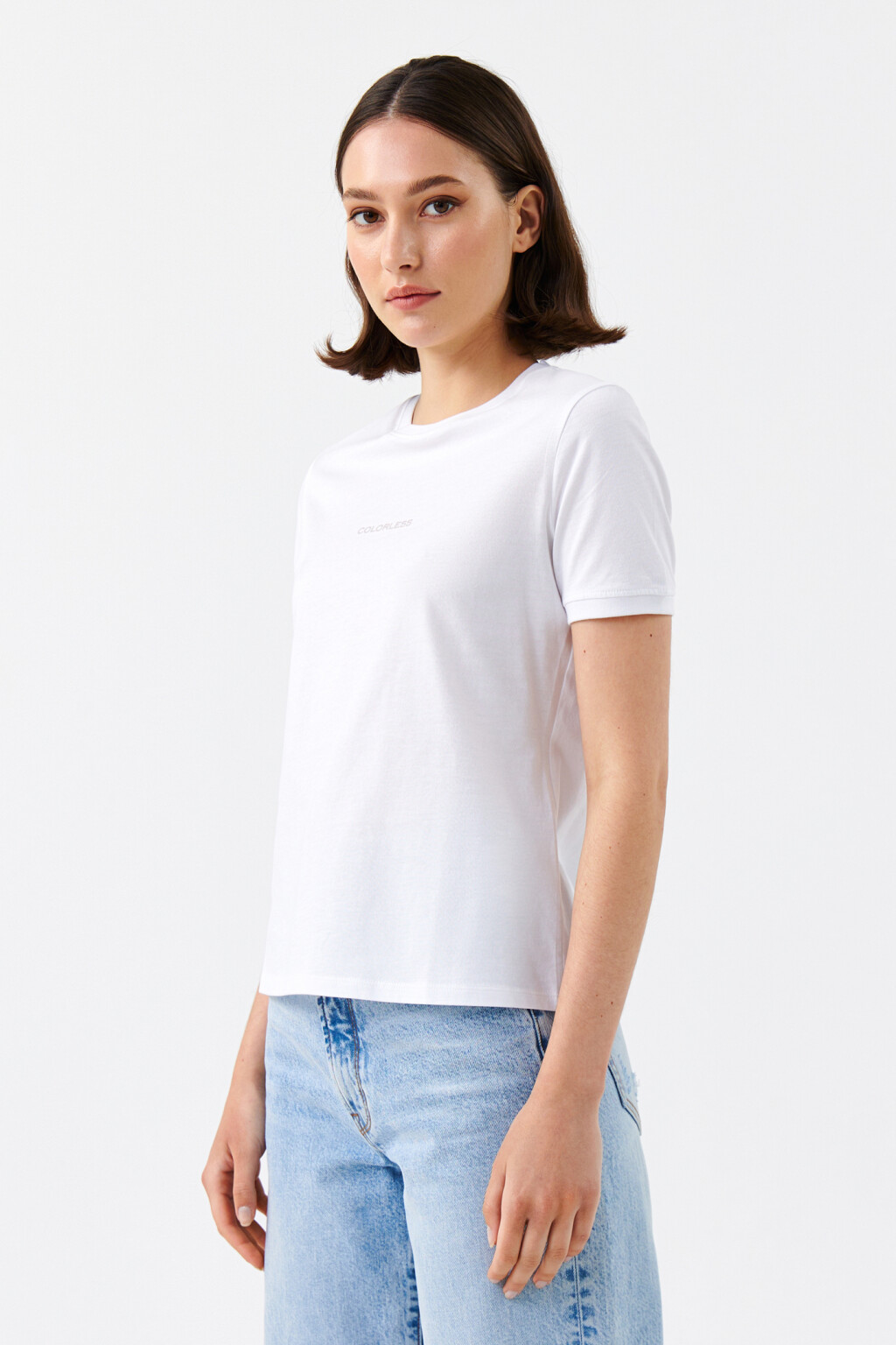 Футболка хлопковая с надписью на груди - цвет белый - 2