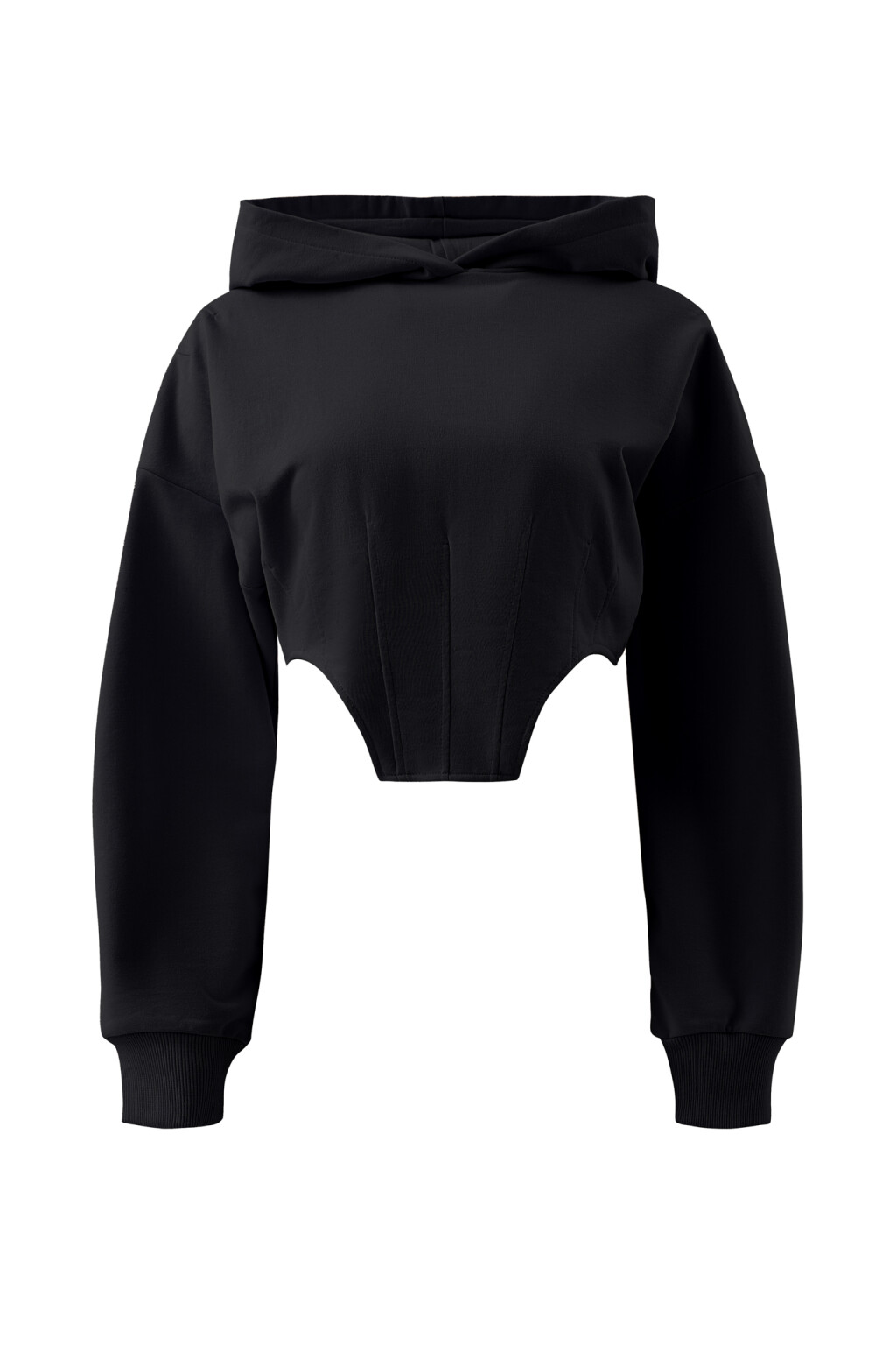 Толстовка укороченная с оригинальным низом - цвет черный - 8