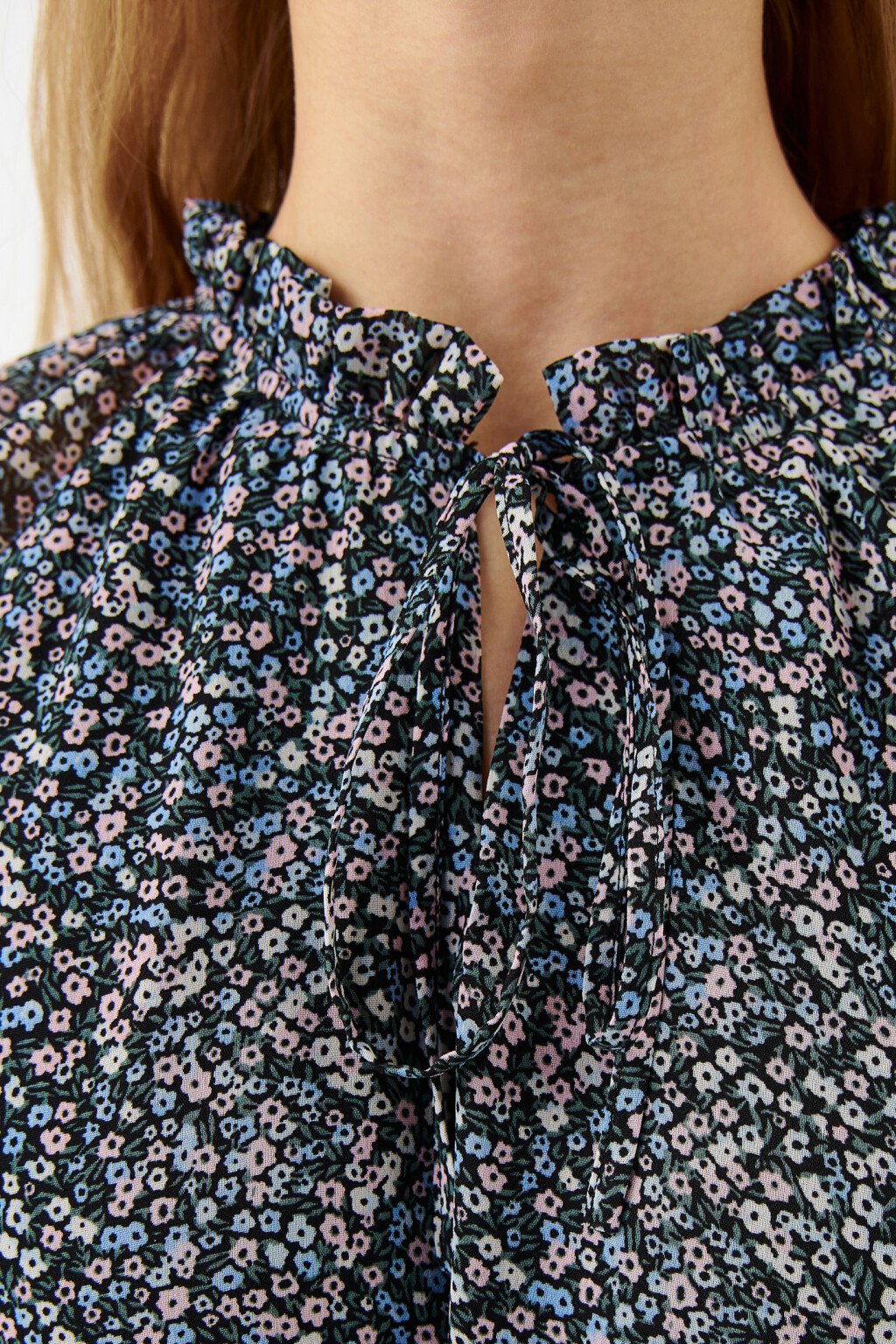 Платье миди с завязками на груди - цвет синий - 4