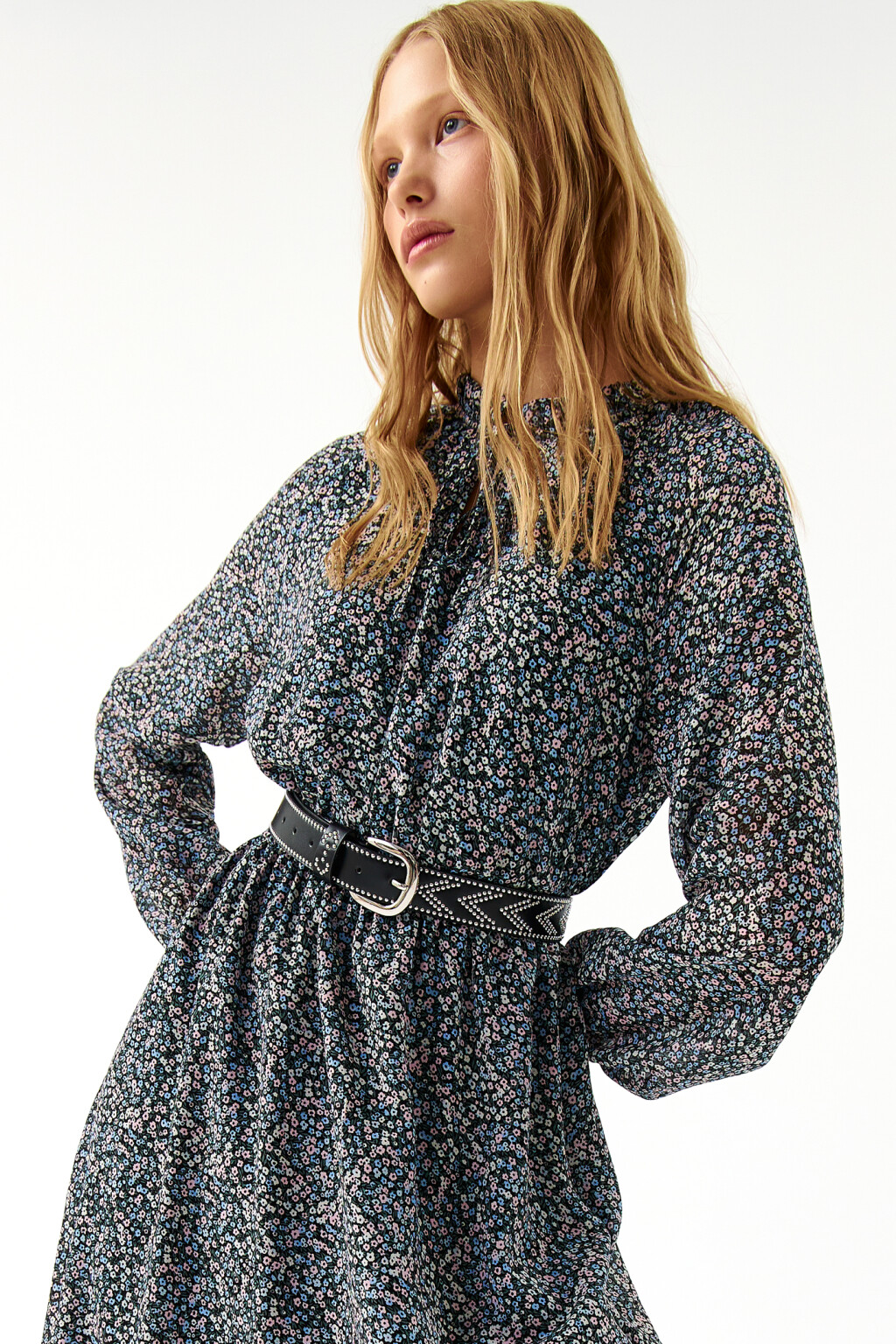 Платье миди с завязками на груди - цвет синий - 6