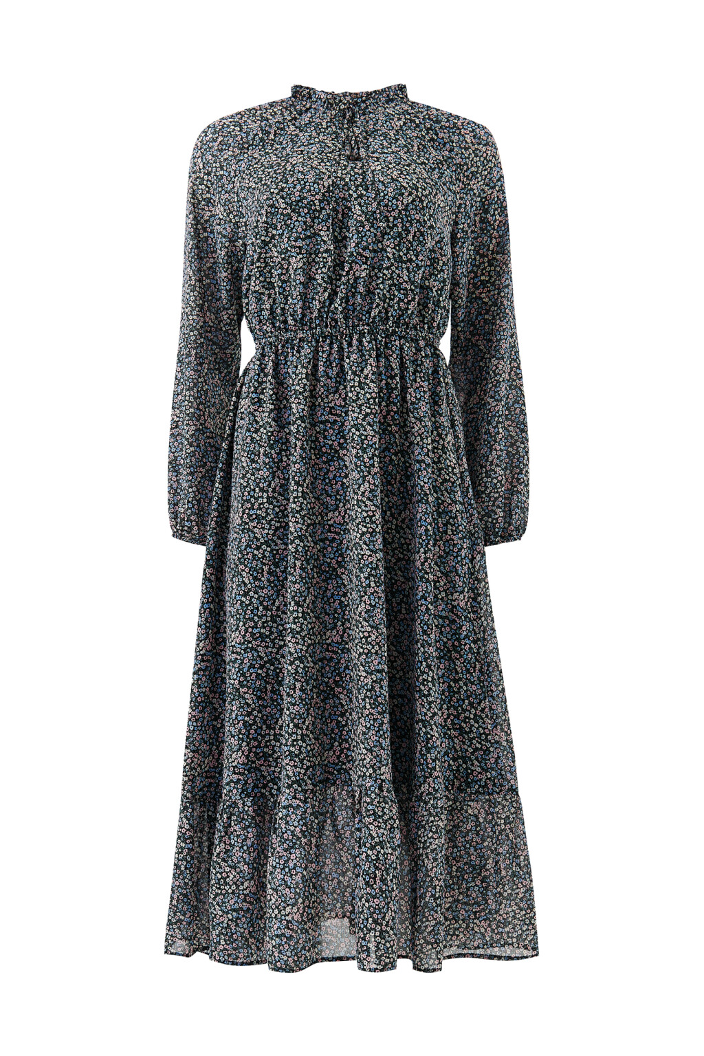 Платье миди с завязками на груди - цвет синий - 7