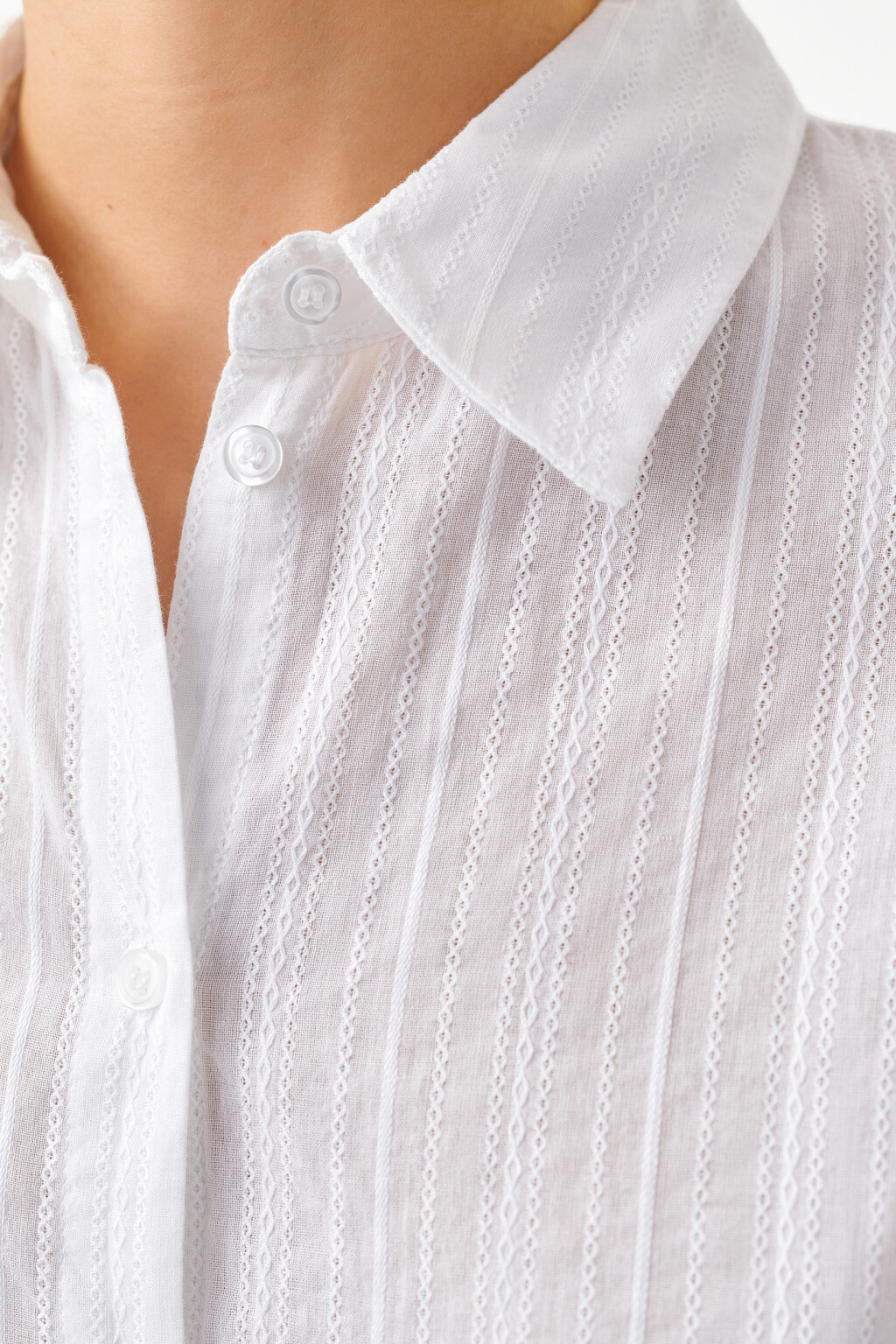 Блузка-рубашка укороченная - цвет белый - 6