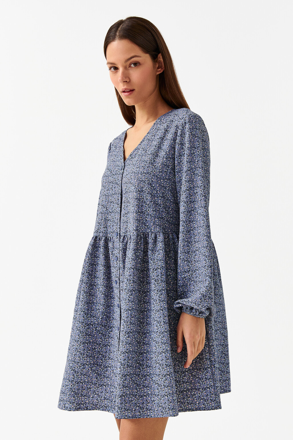 Платье-рубашка мини свободное с принтом - цвет мультиколор - 3
