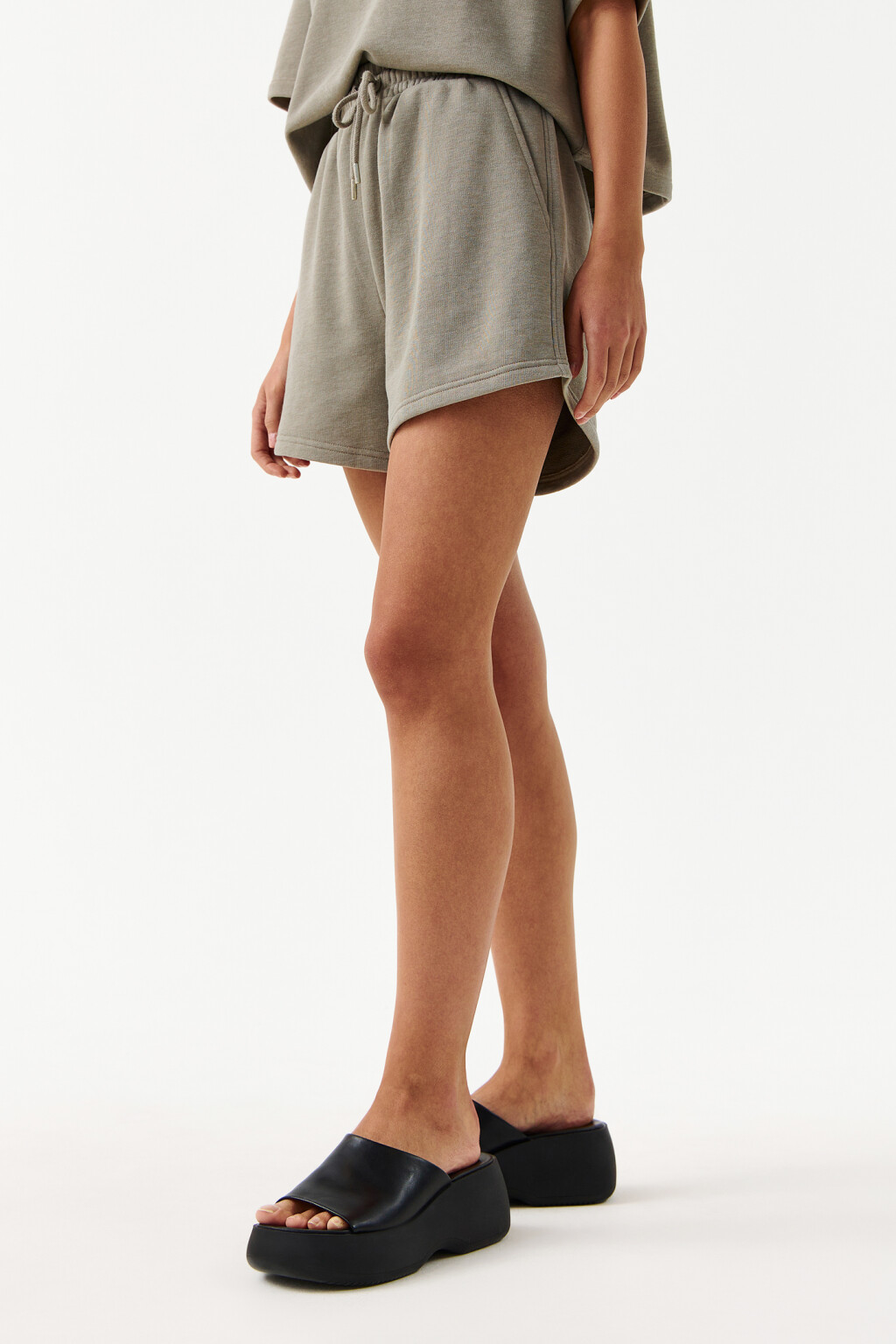 Шорты хлопковые с высокой посадкой - цвет зеленый - 3