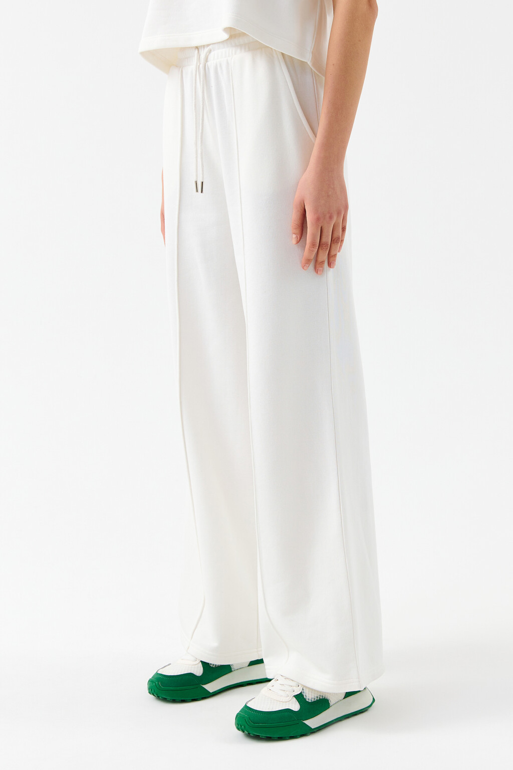 Брюки спортивные свободного кроя  - цвет бежевый - 3