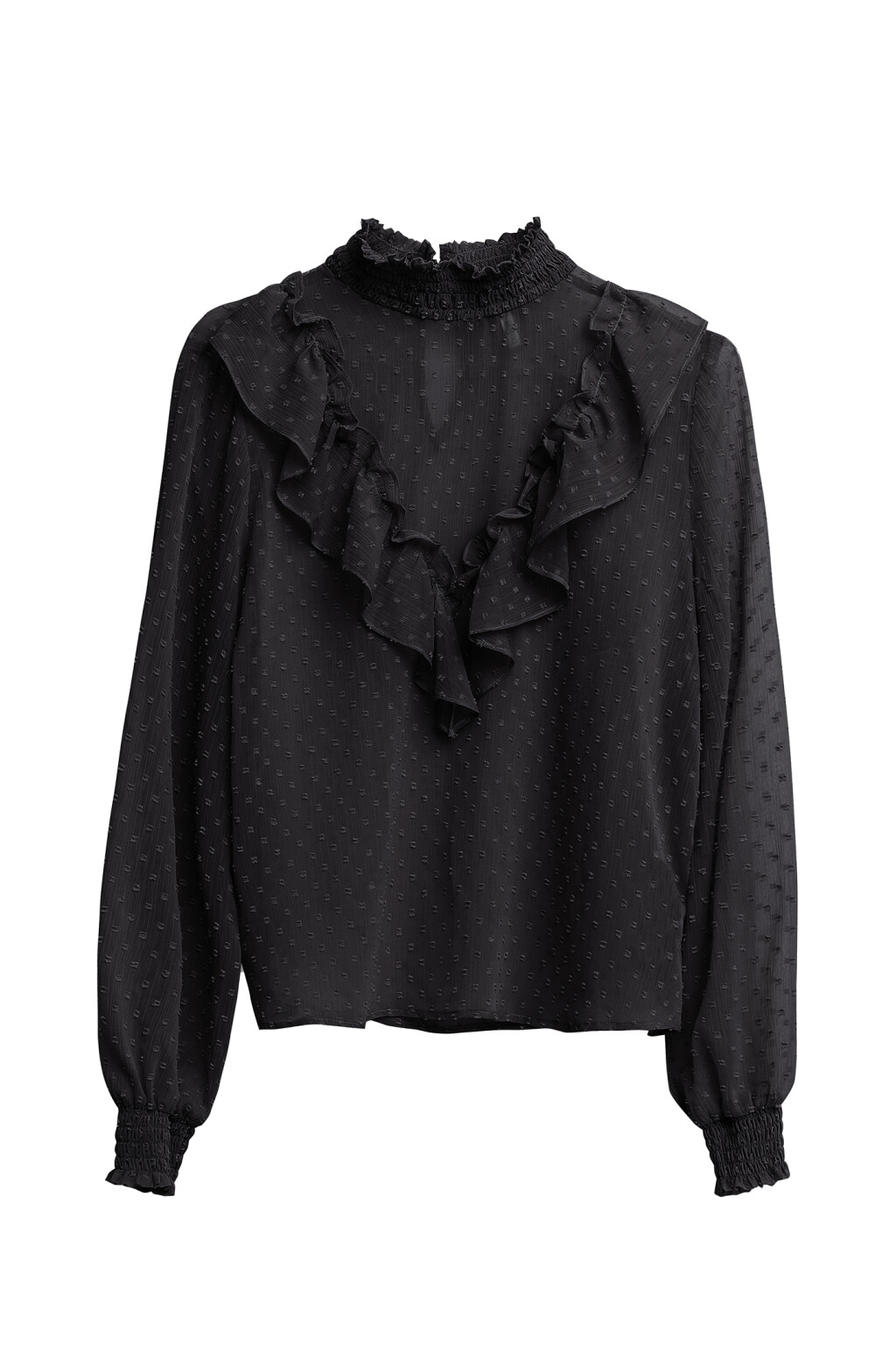 Блузка шифоновая в винтажном стиле - цвет черный - 1