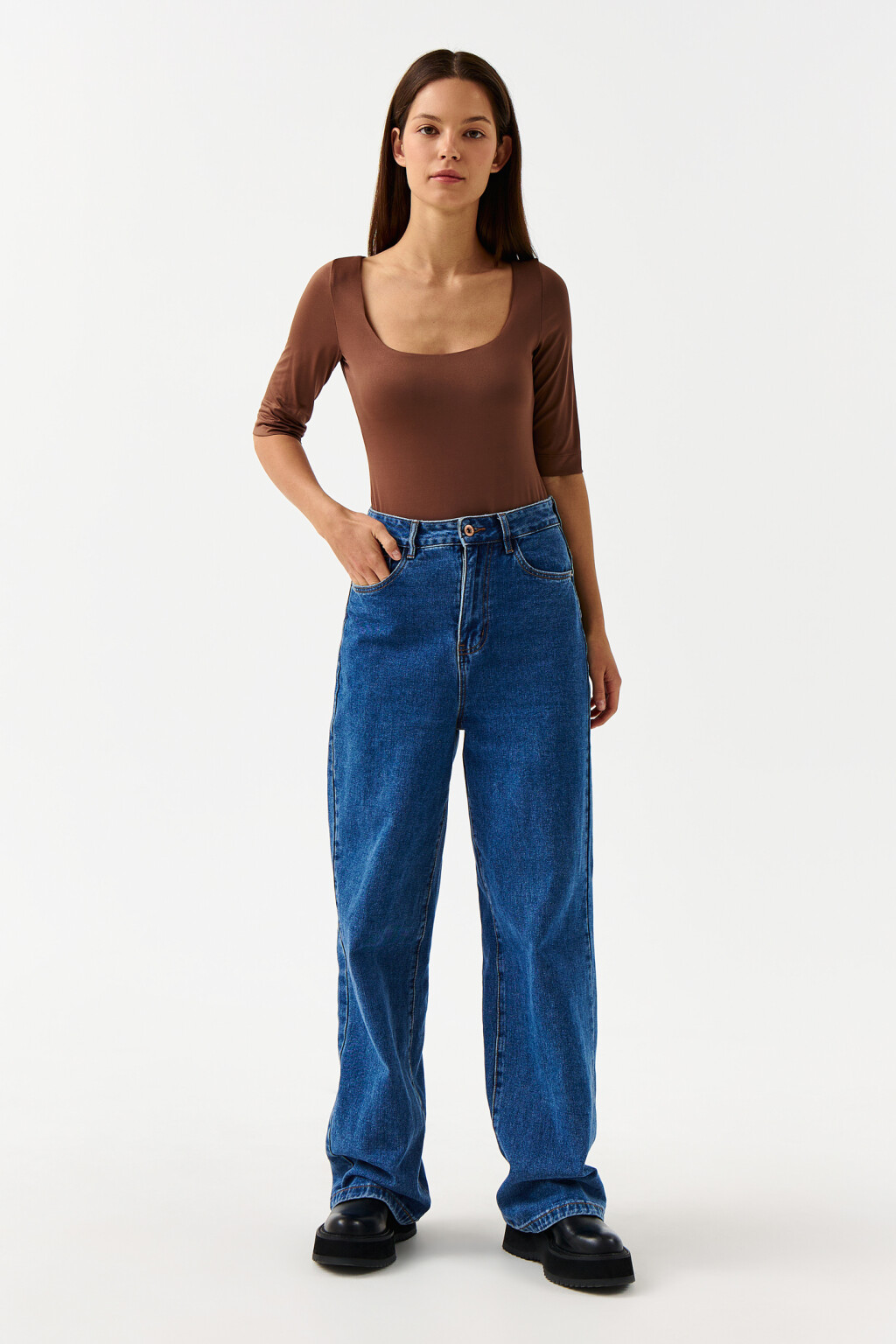 Блузка-боди с коротким рукавом - цвет бежевый - 4