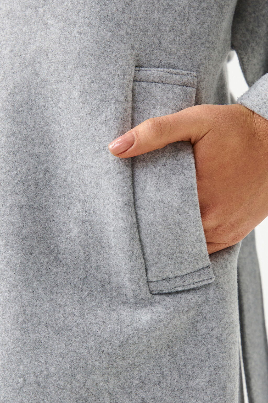 Пальто на запах с поясом - цвет серый - 5