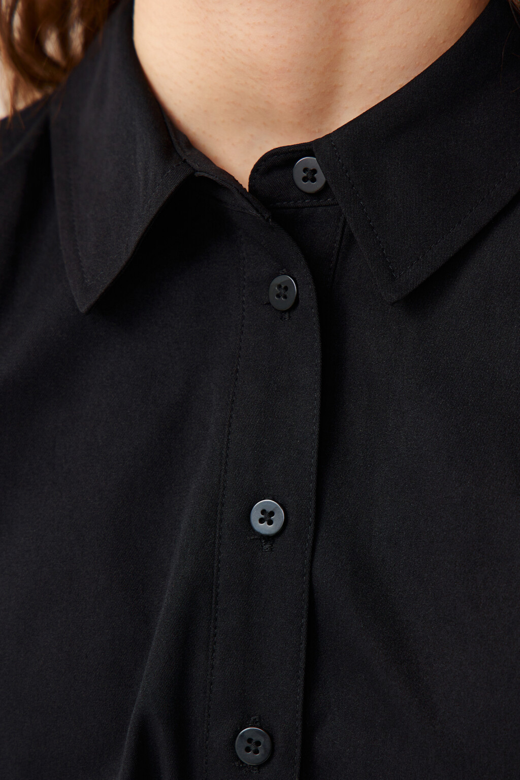 Платье-рубашка с эластичной талией - цвет черный - 6