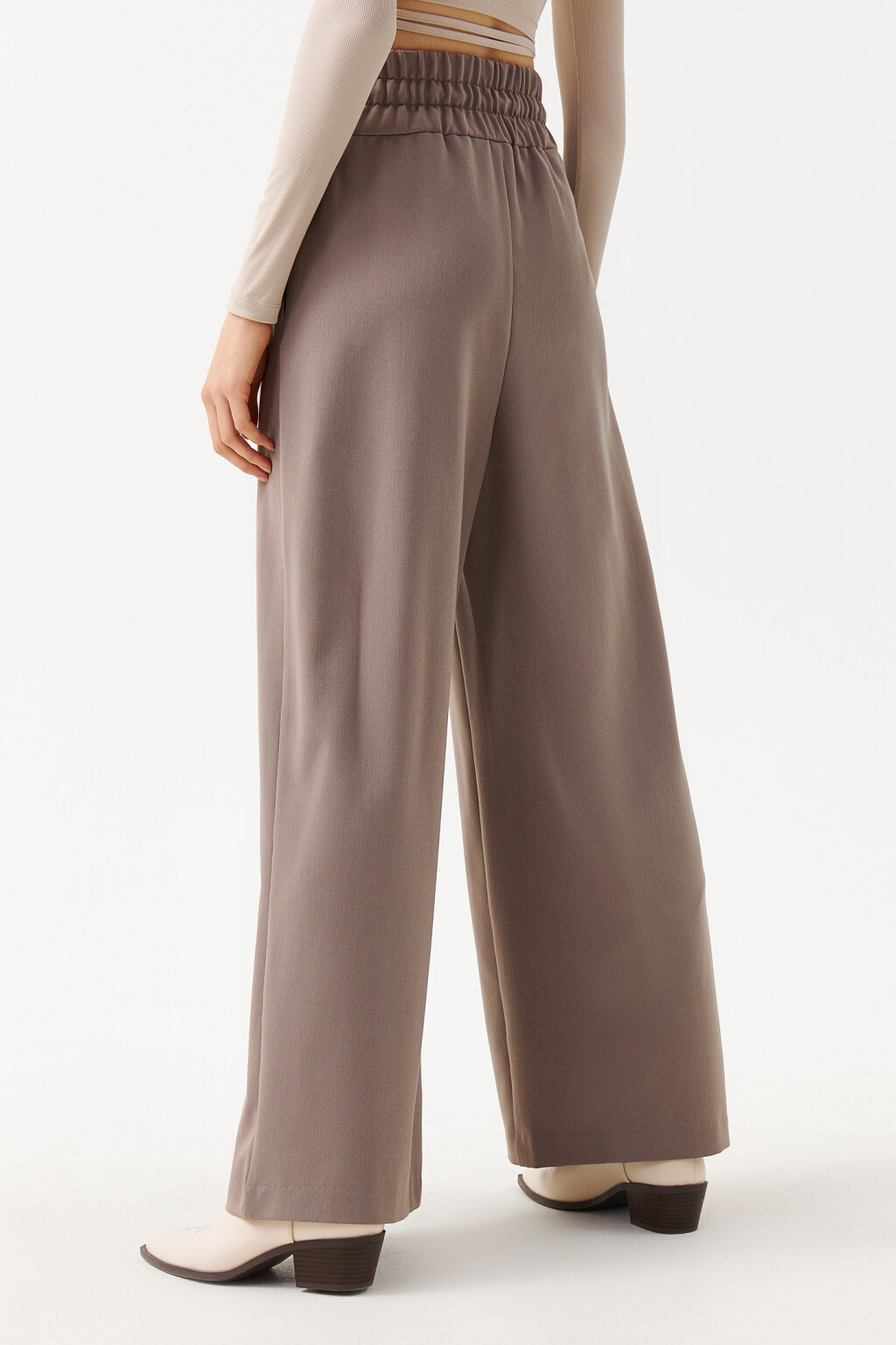 Брюки широкие с высокой посадкой - цвет коричневый - 2