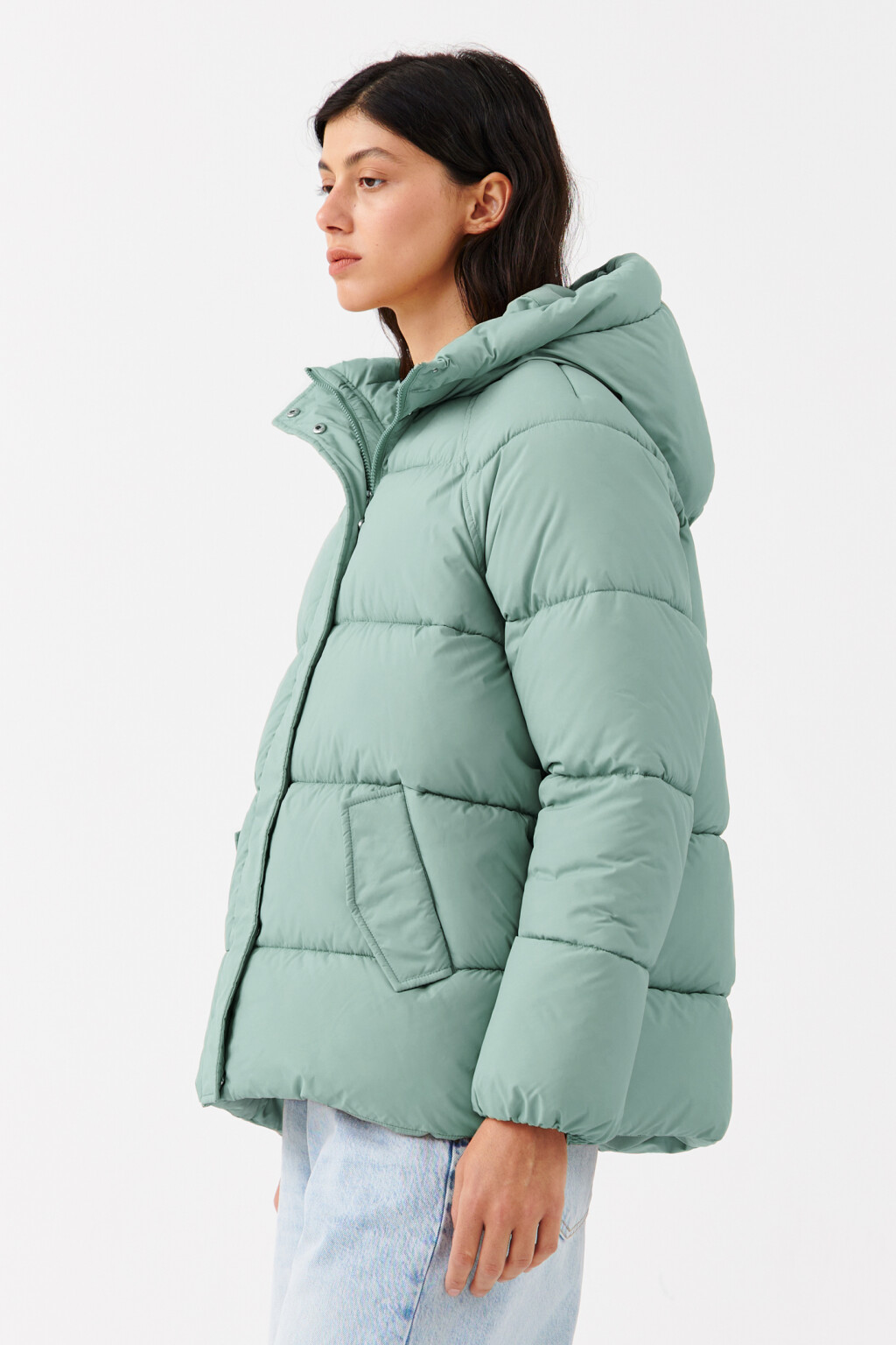 Куртка стеганая с капюшоном - цвет мятный - 2