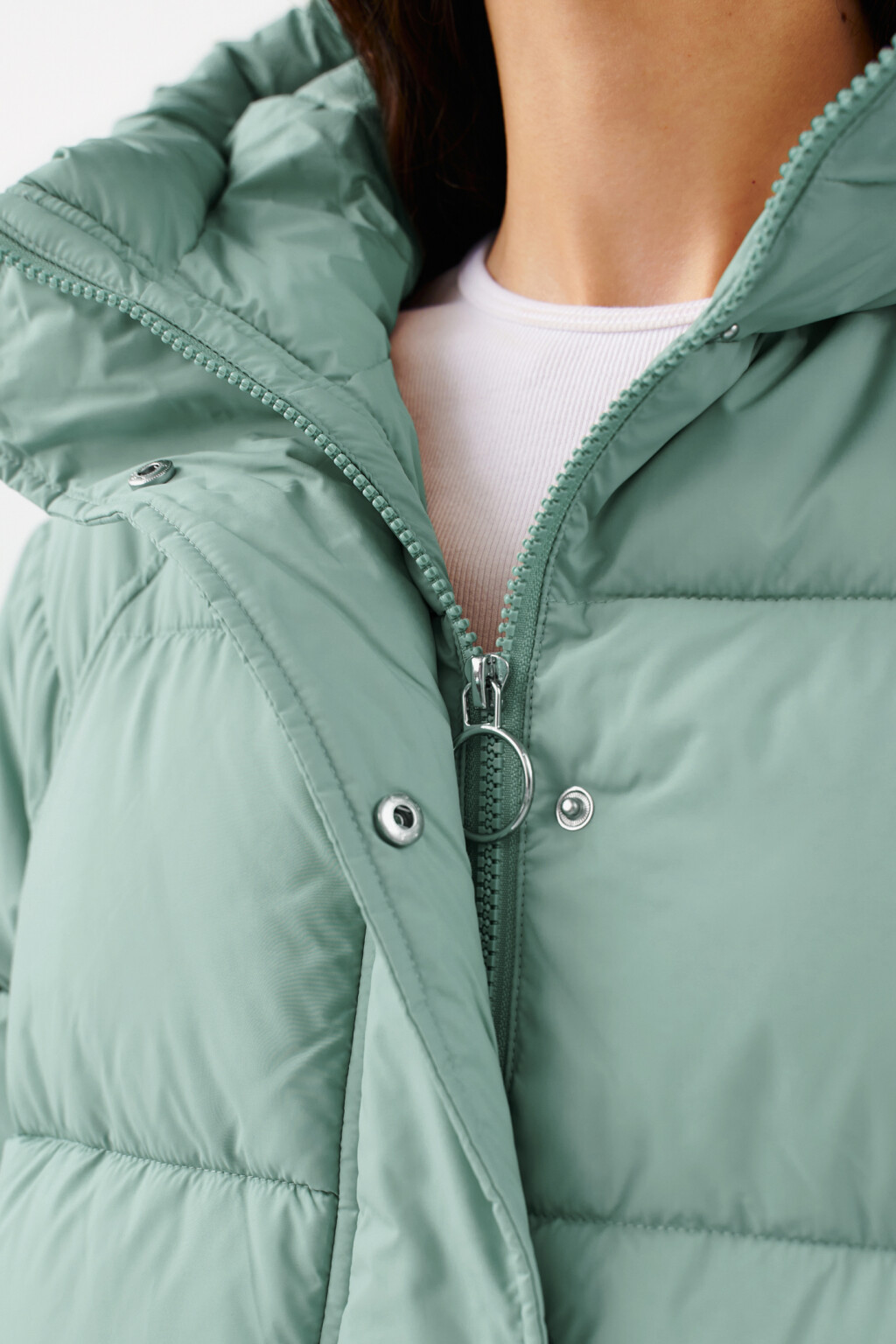 Куртка стеганая с капюшоном - цвет мятный - 6