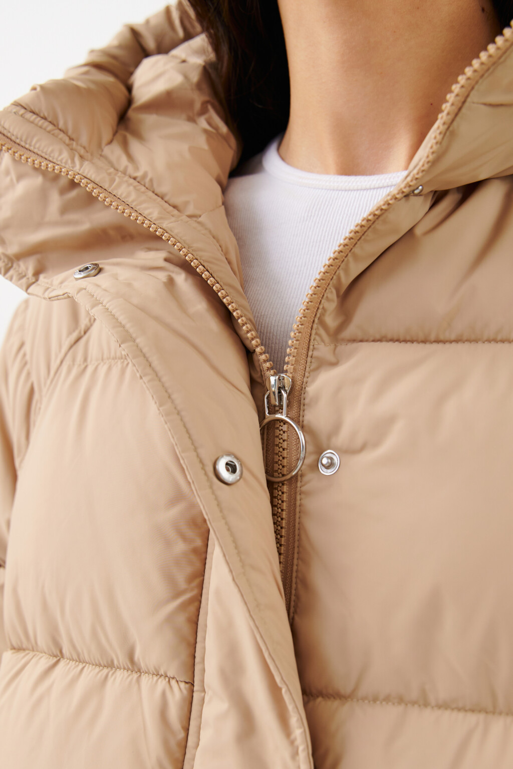 Куртка стеганая с капюшоном - цвет бежевый - 6