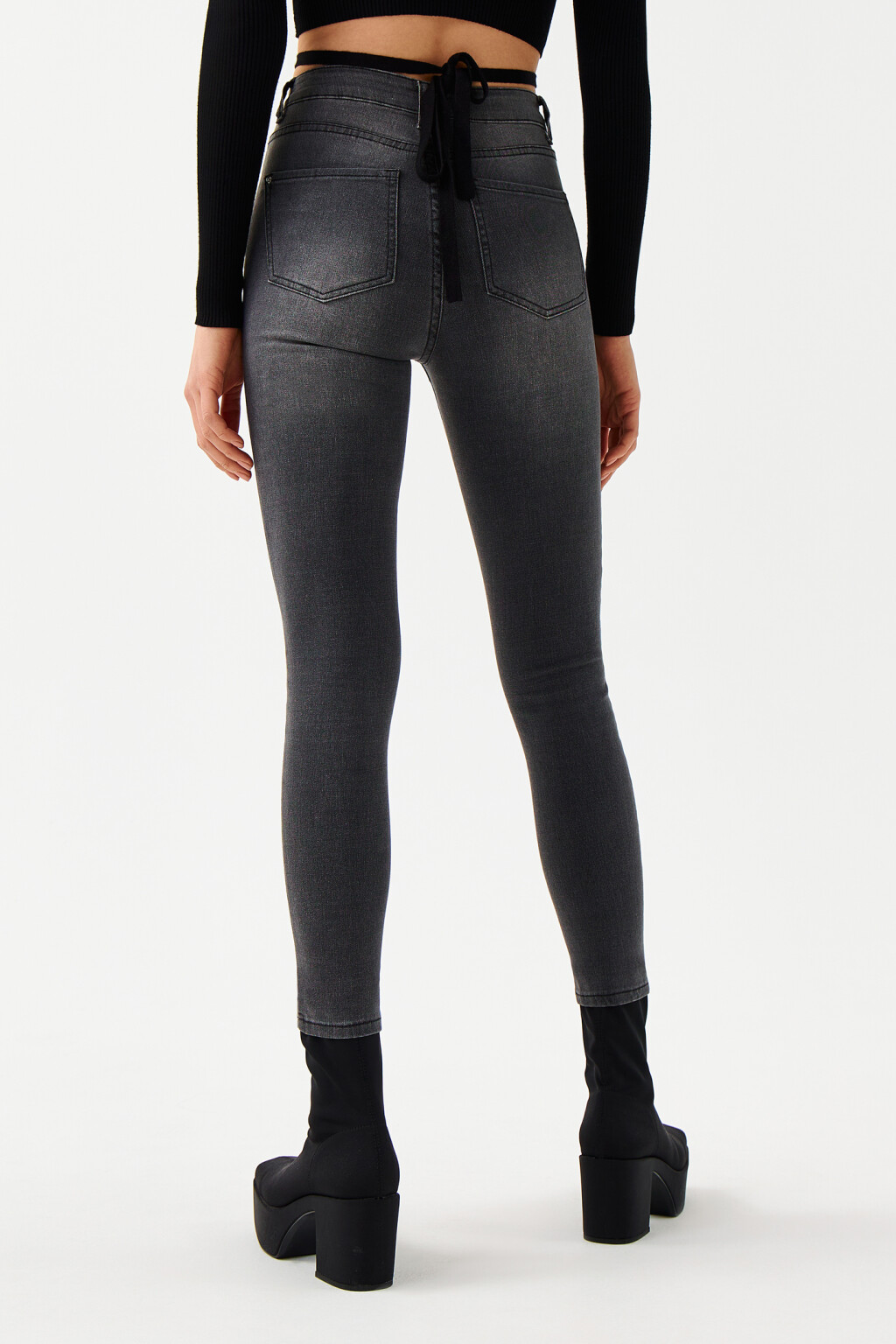 Джинсы skinny с высокой посадкой - цвет серый - 2