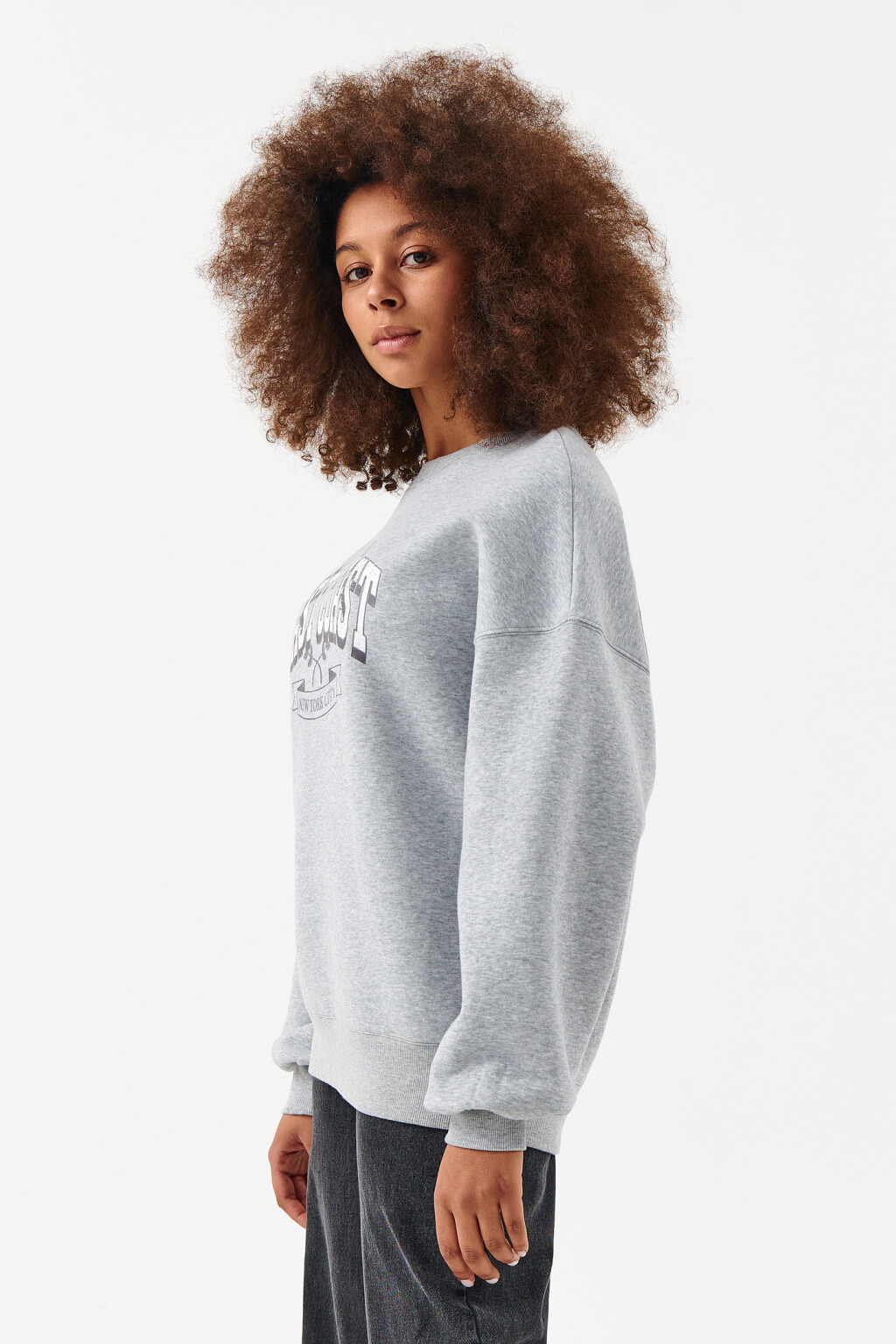 Свитшот oversize утепленный - цвет серый - 3