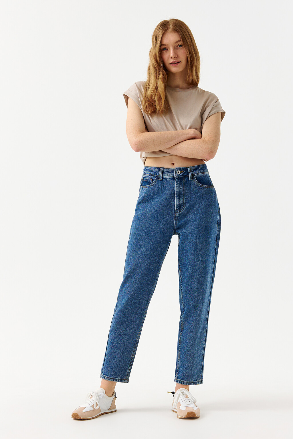 Джинсы mom укороченные - цвет голубой - 4