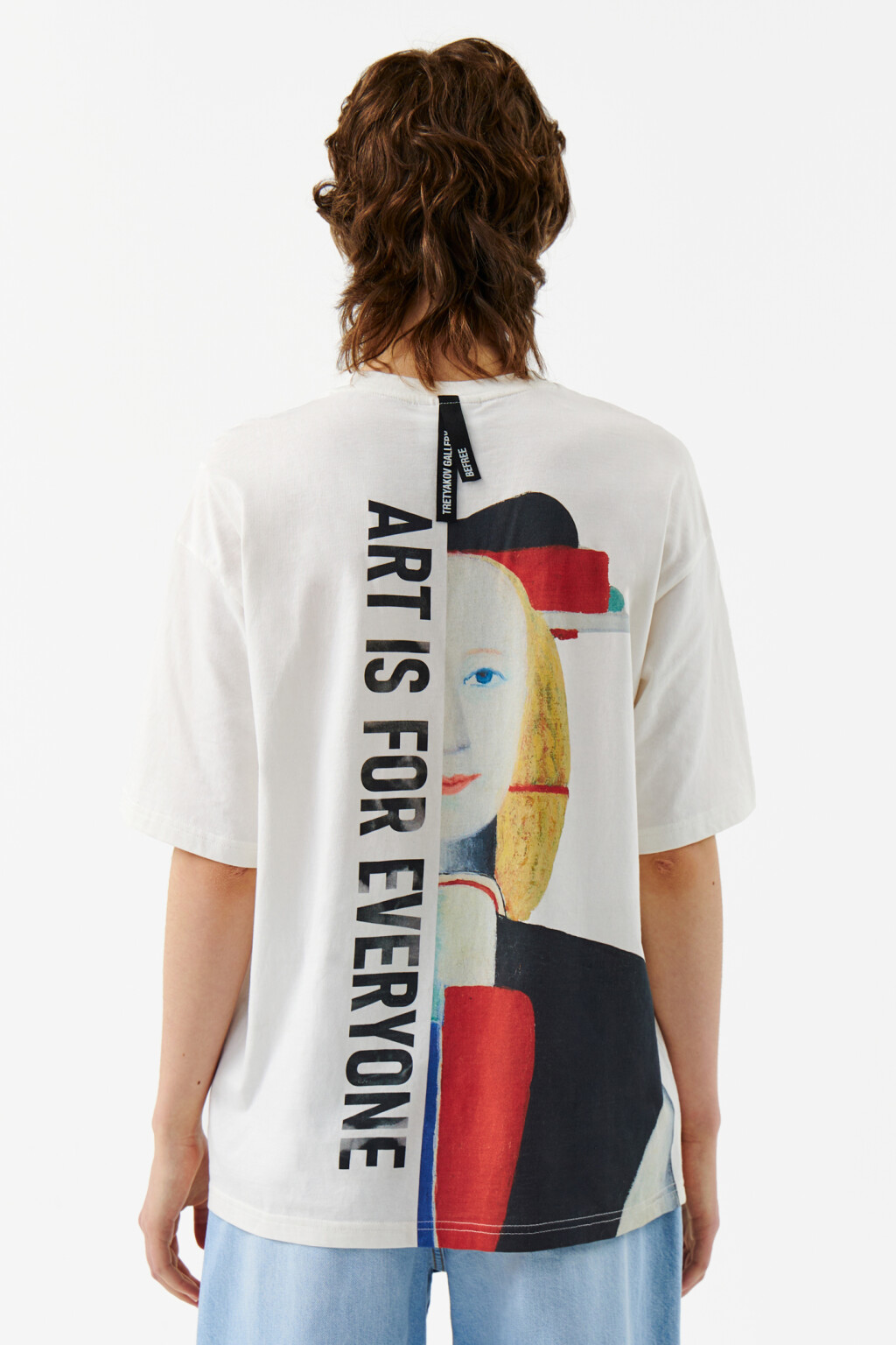 Футболка oversize с принтом - цвет бежевый - 5