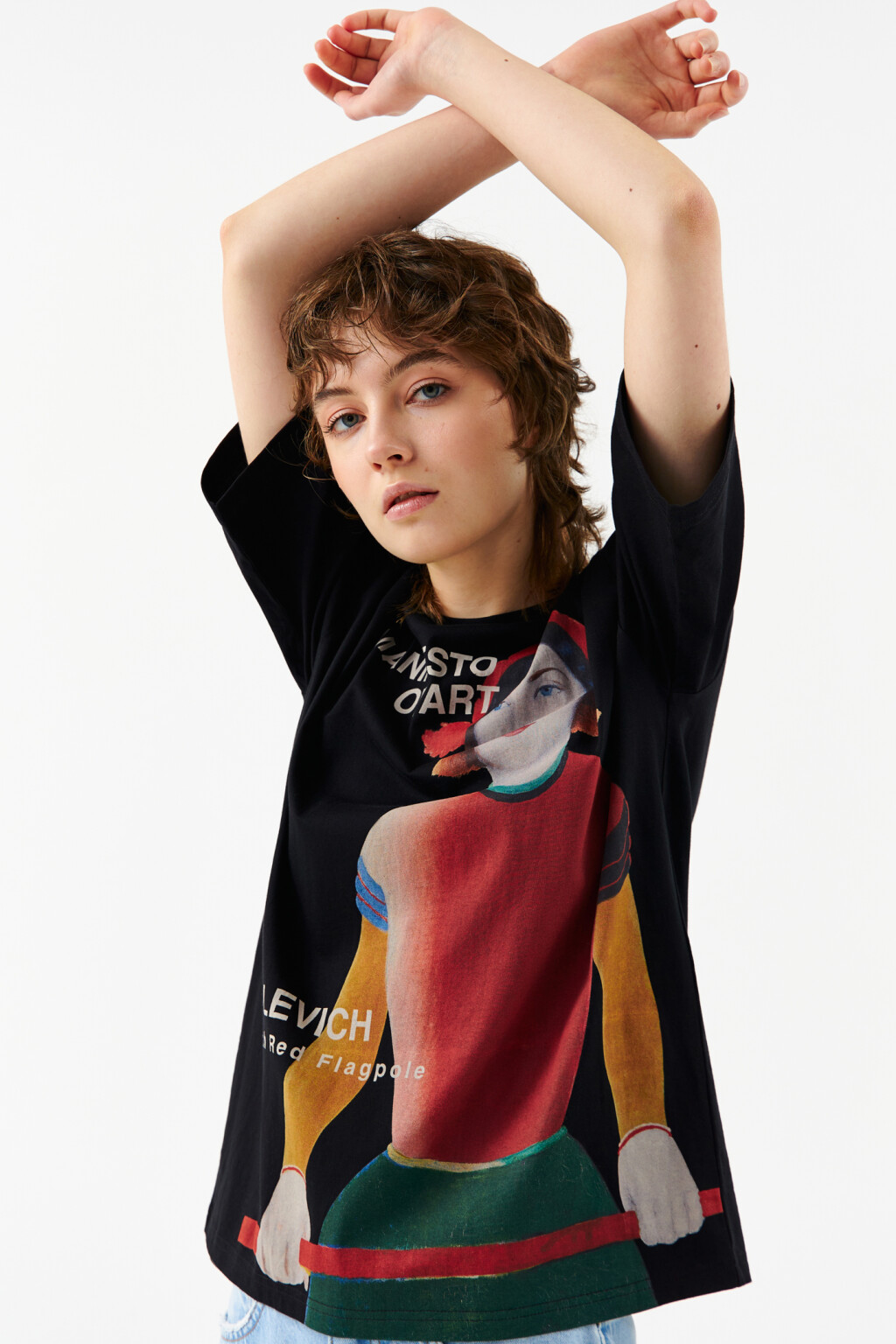 Футболка oversize с принтом - цвет черный - 7