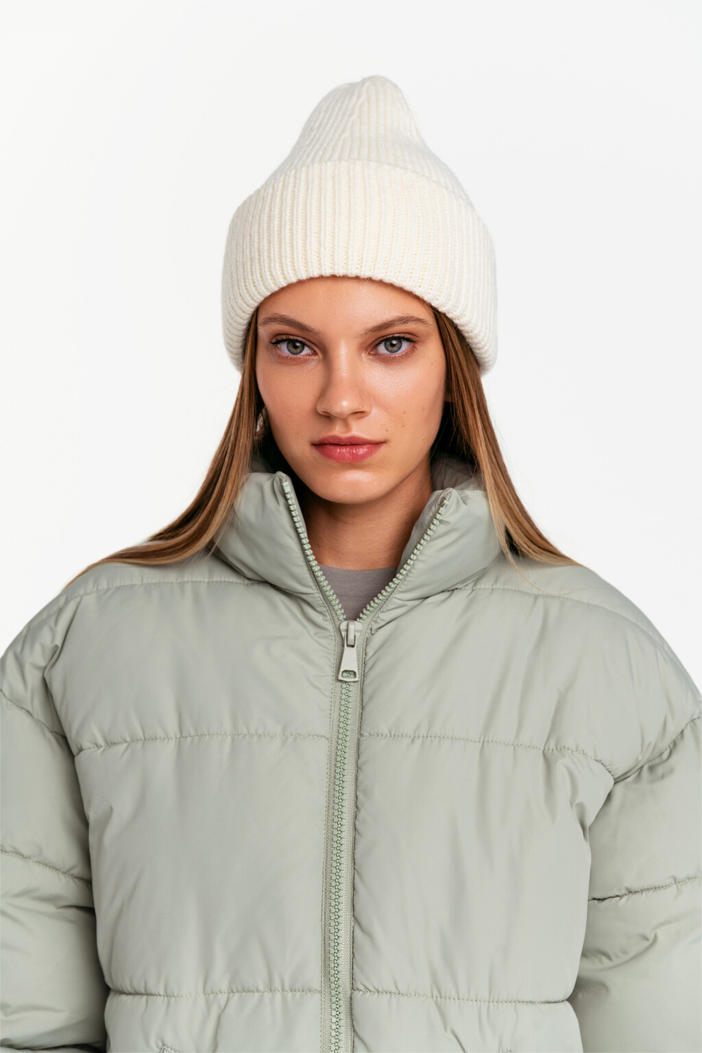 Шапка бини в рубчик - цвет бежевый - 2