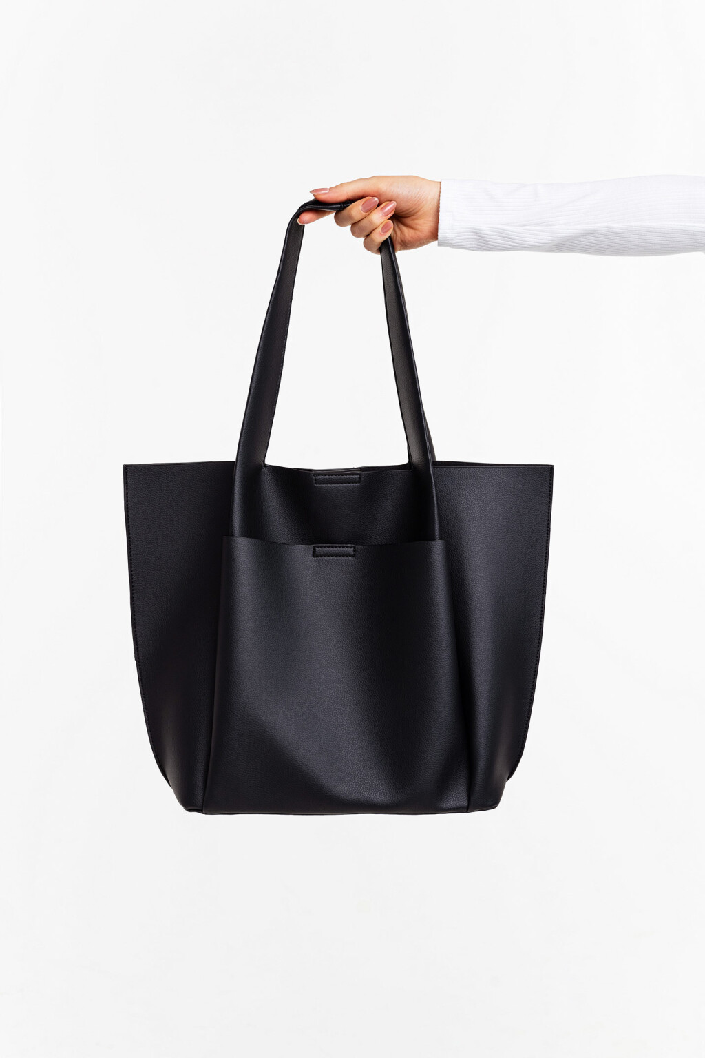Сумка-шопер из искусственной кожи - цвет черный - 1