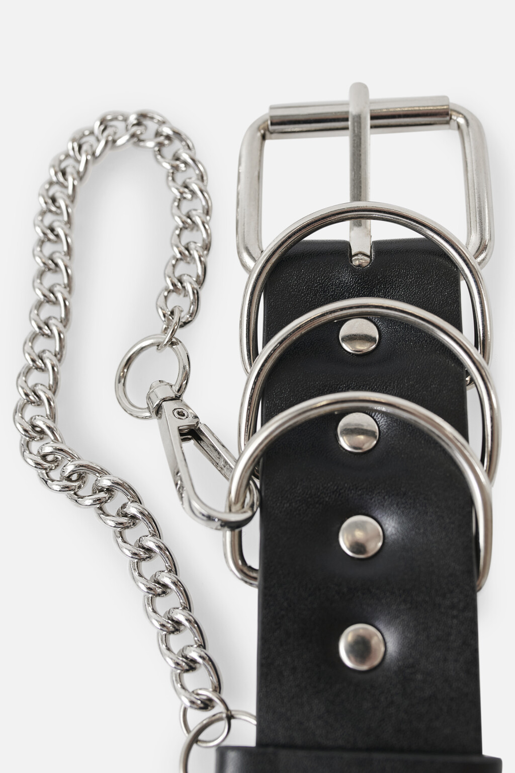 Ремень из искусственной кожи с цепочкой - цвет черный - 3
