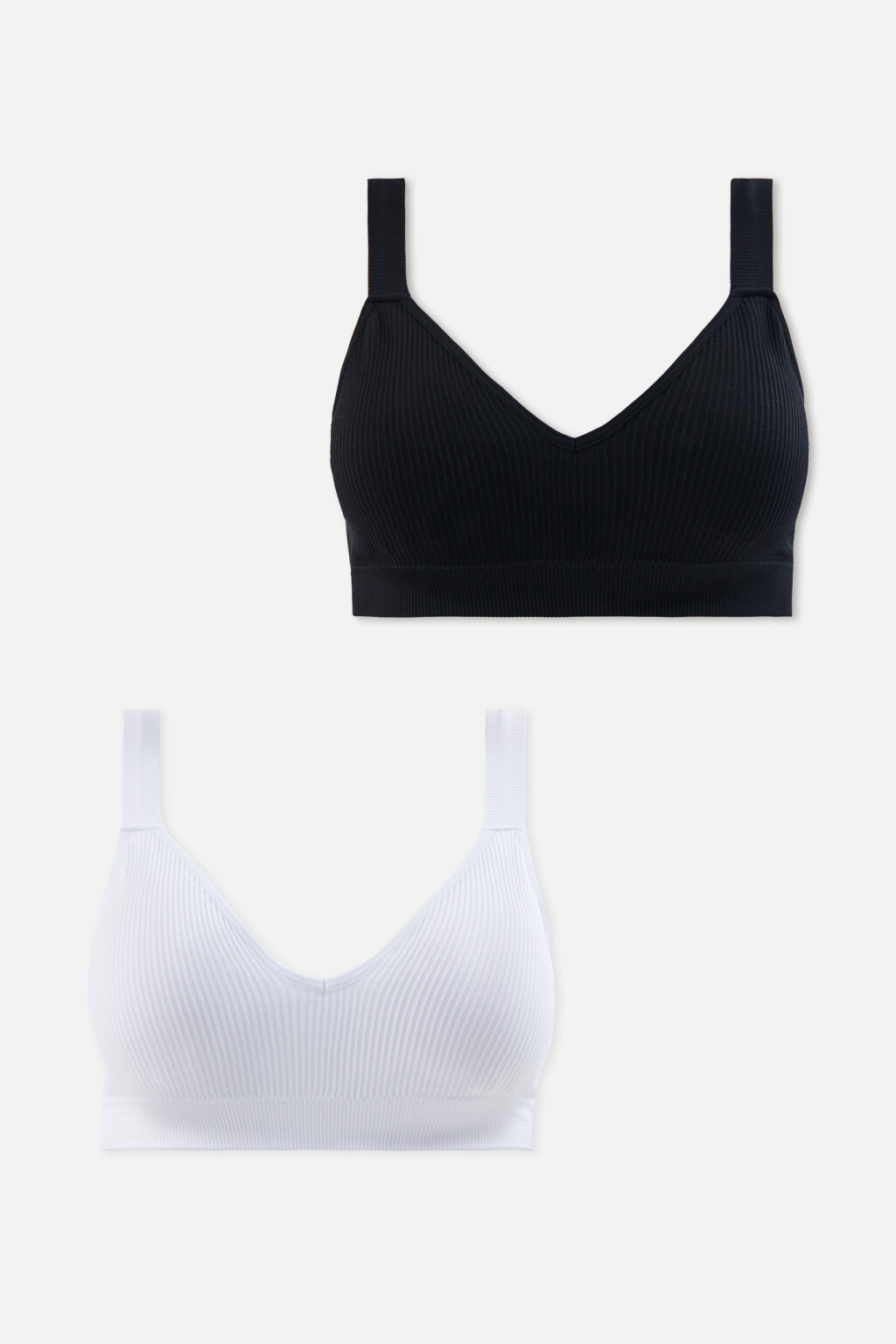 Набор бюстгальтеров в рубчик (2 штуки) - цвет белый - 1