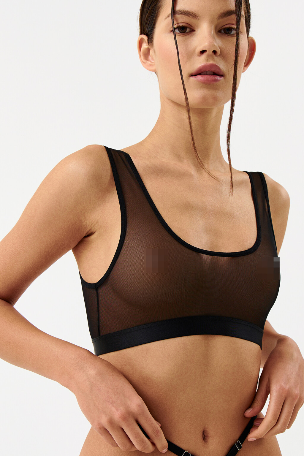 Бюстгальтер из тонкой сетки - цвет черный - 1