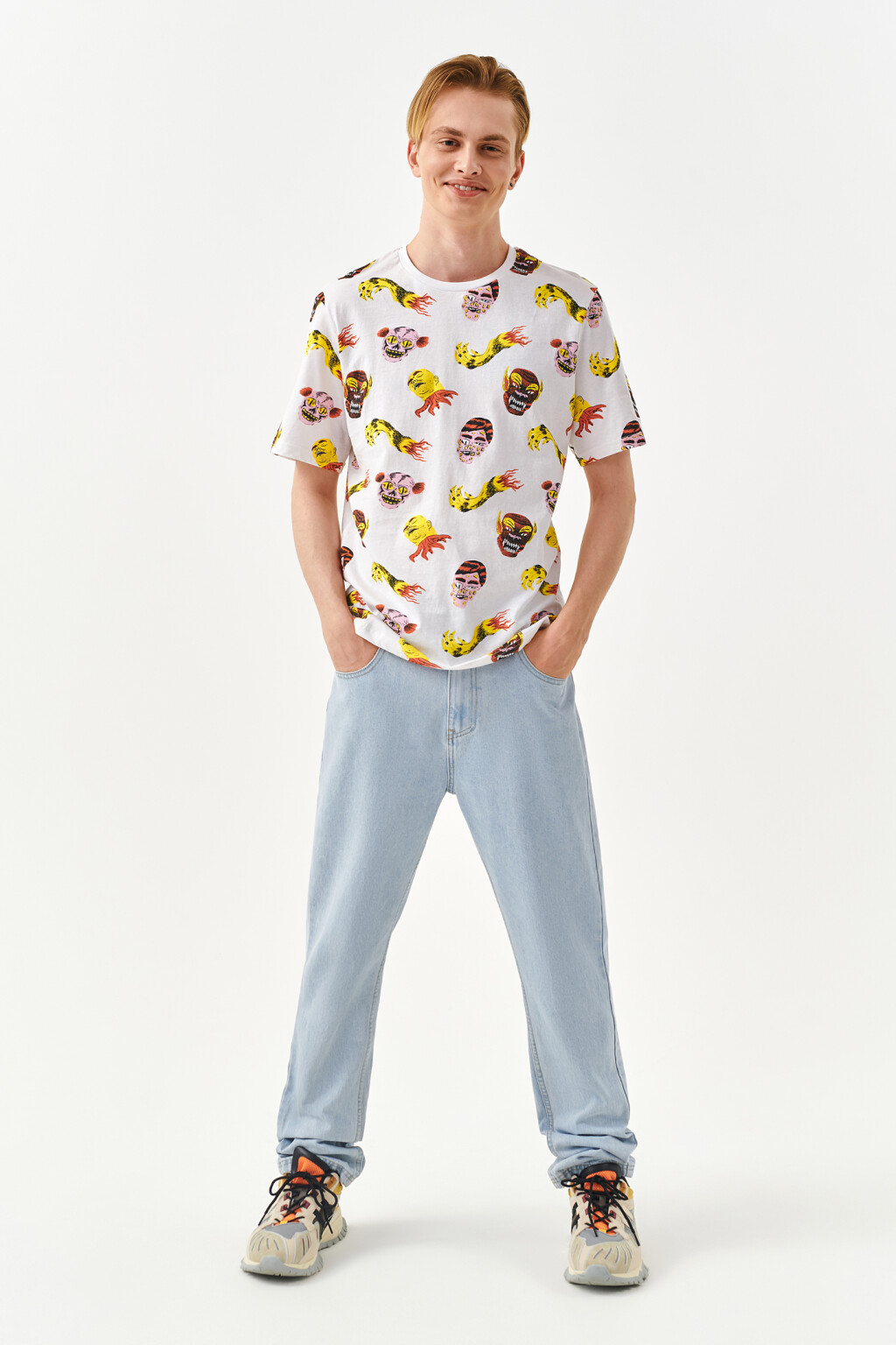 Футболка хлопковая с хоррор-принтом - цвет белый - 4