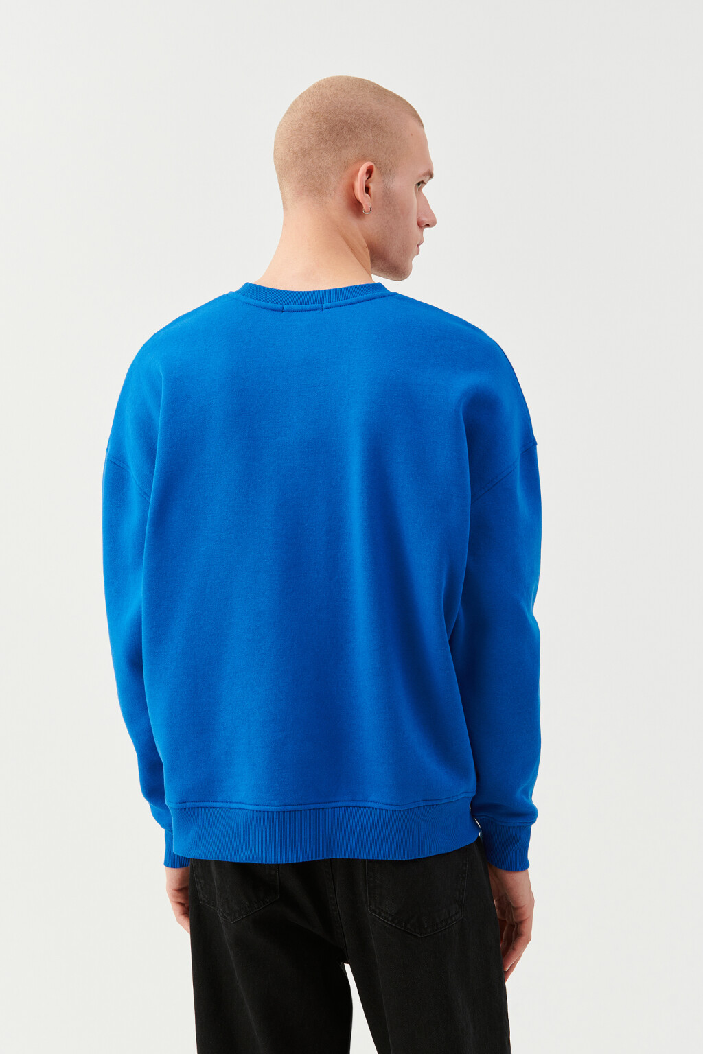 Свитшот хлопковый с вышивкой - цвет синий - 2