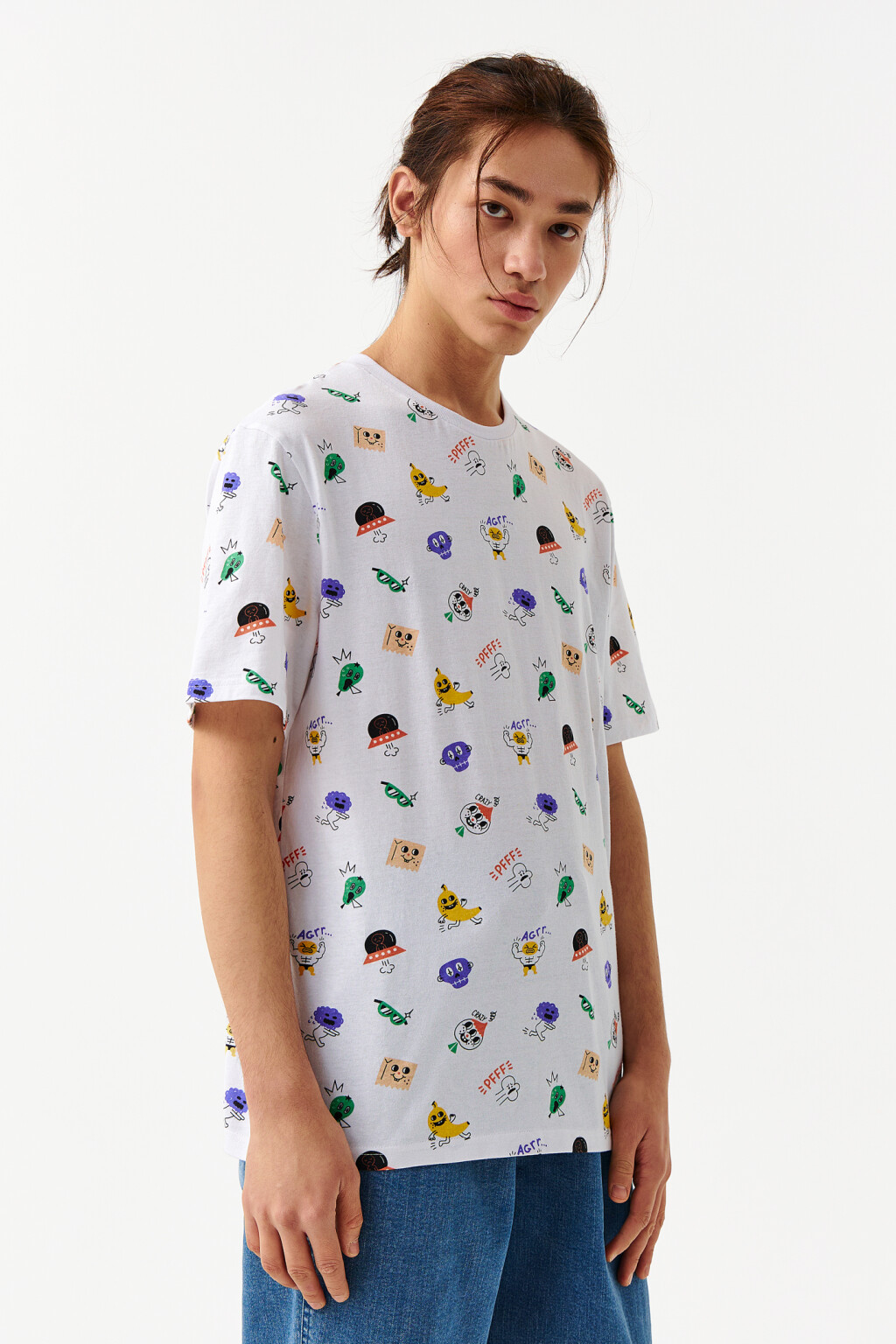 Футболка хлопковая с принтом - цвет белый - 4