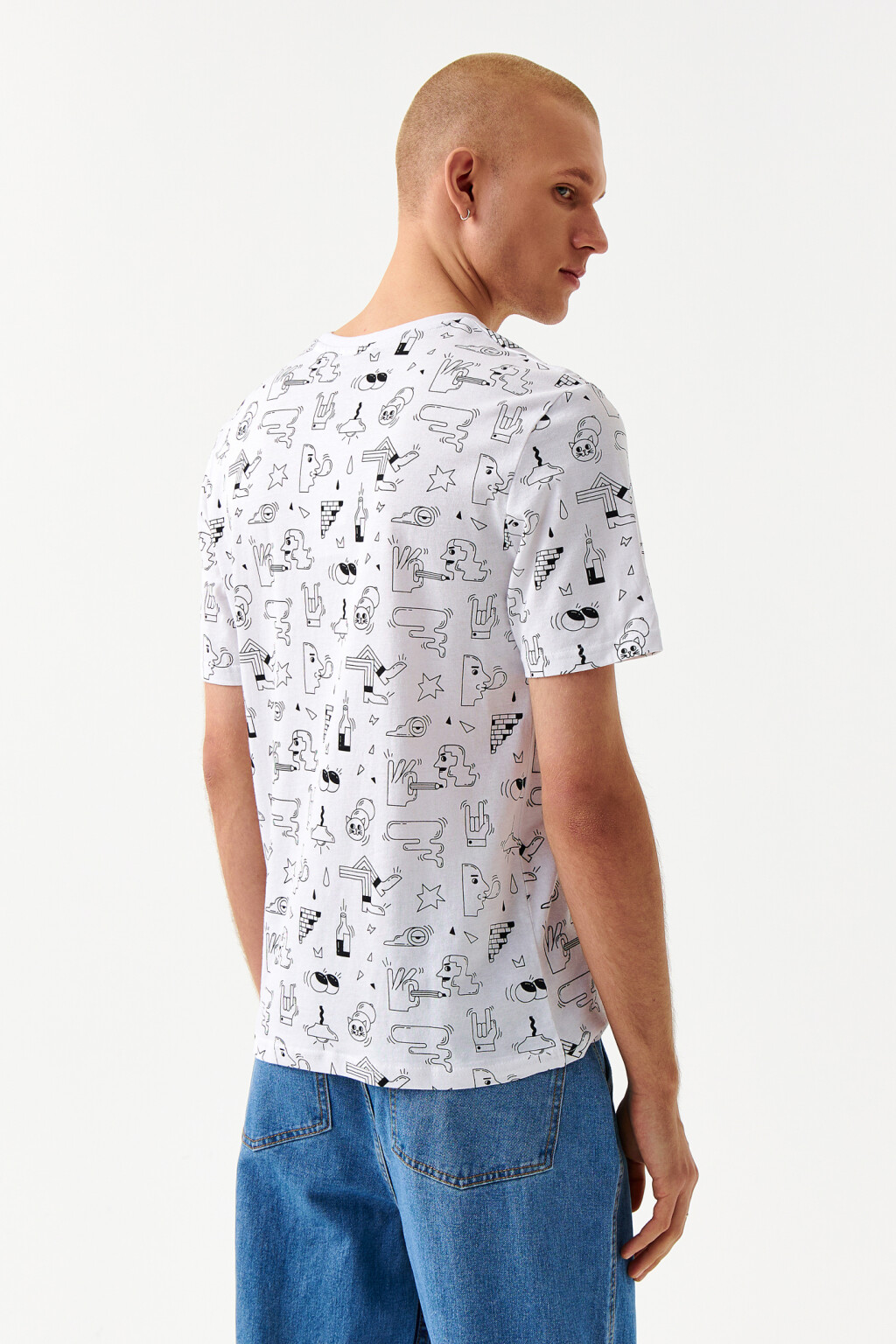 Футболка хлопковая с принтом - цвет белый - 2