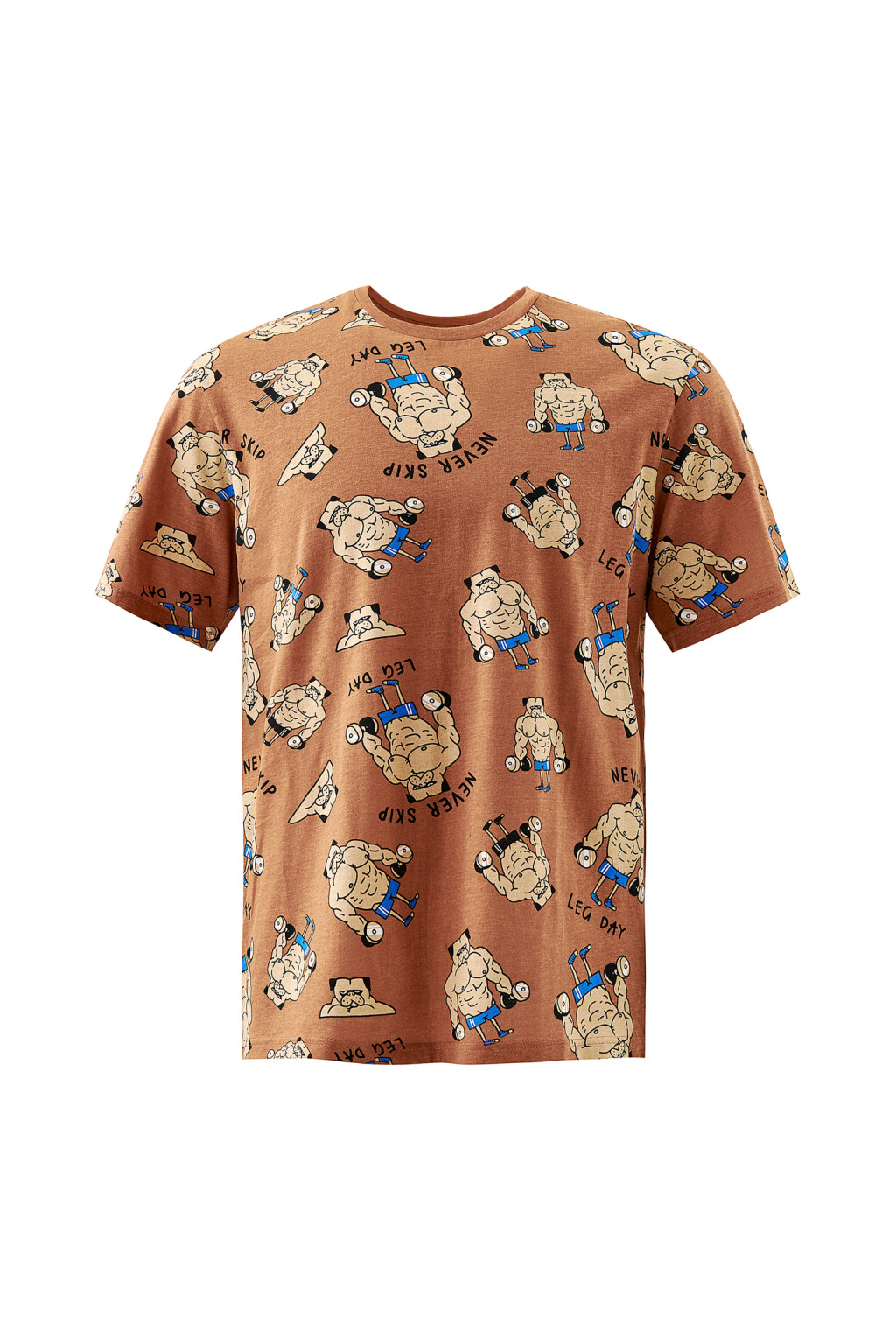 Футболка хлопковая с принтом - цвет коричневый - 7