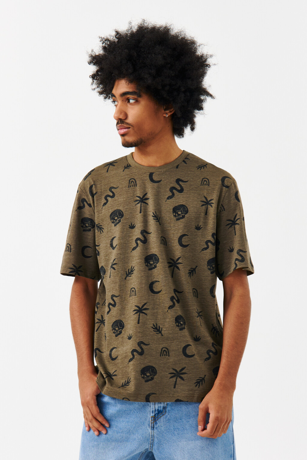 Футболка хлопковая с ярким принтом - цвет зеленый - 1