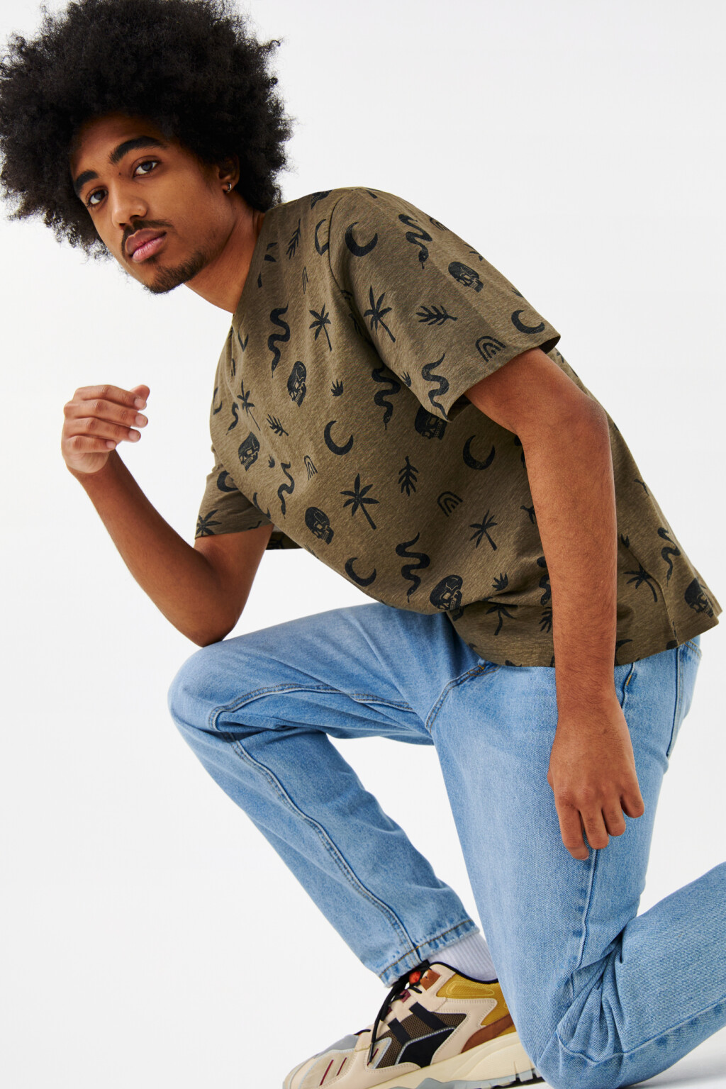 Футболка хлопковая с ярким принтом - цвет зеленый - 7