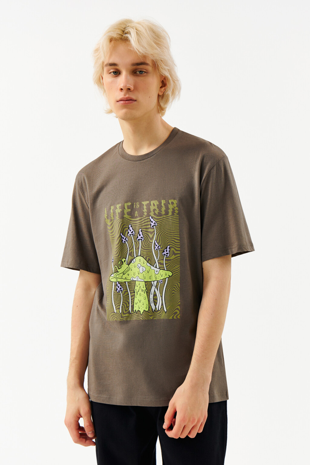 Футболка хлопковая с ярким принтом - цвет зеленый - 1