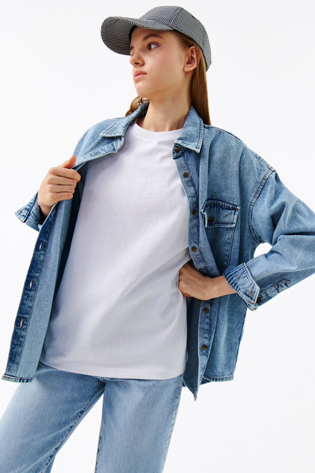 Футболка oversize хлопковая базовая - цвет белый - 7