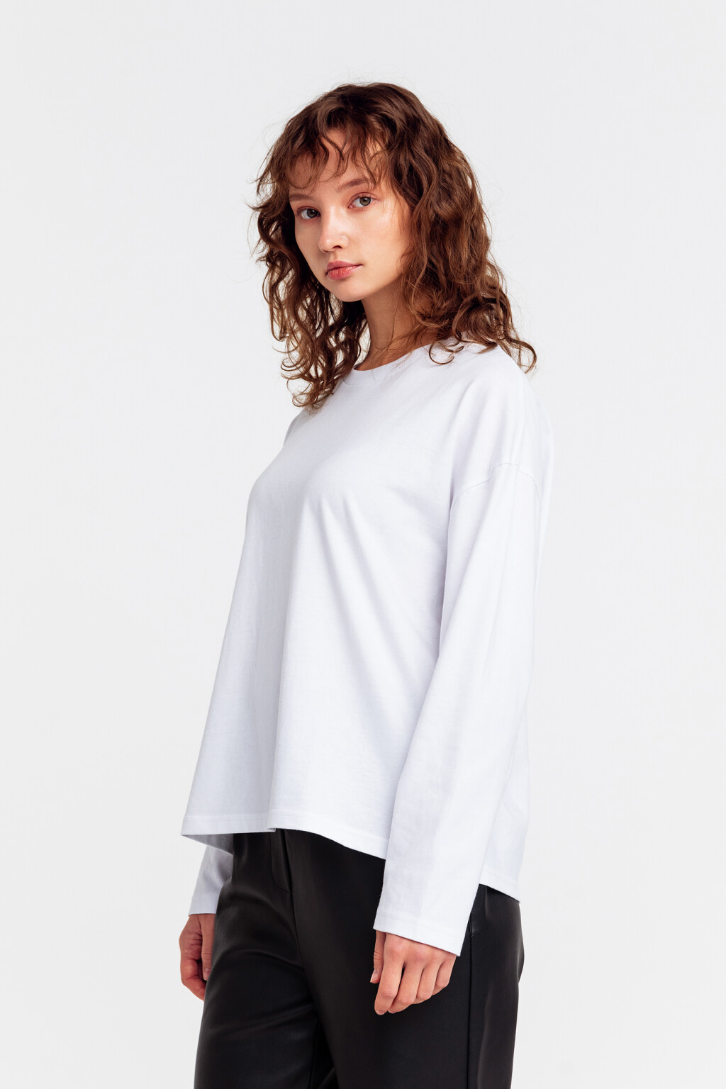 Лонгслив хлопковый в полоску - цвет белый - 3