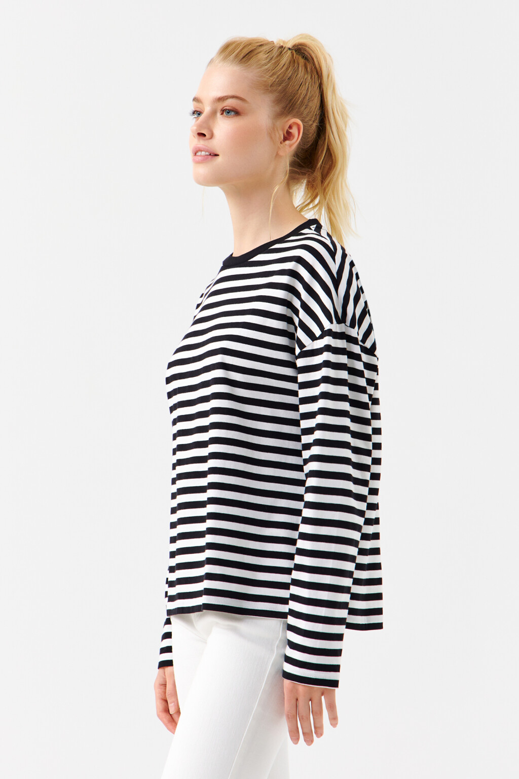 Лонгслив хлопковый в полоску - цвет мультиколор - 2