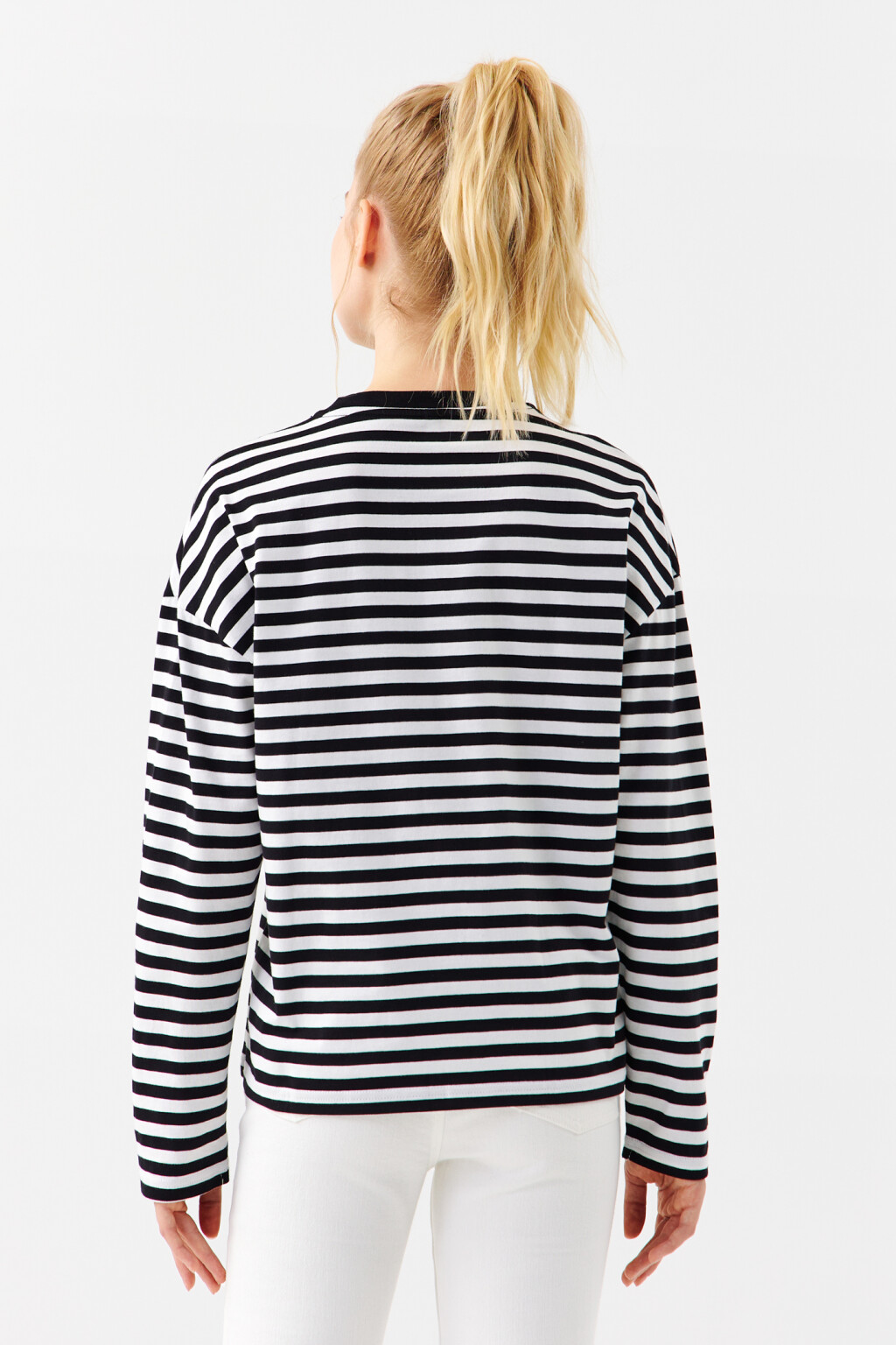Лонгслив хлопковый в полоску - цвет мультиколор - 3