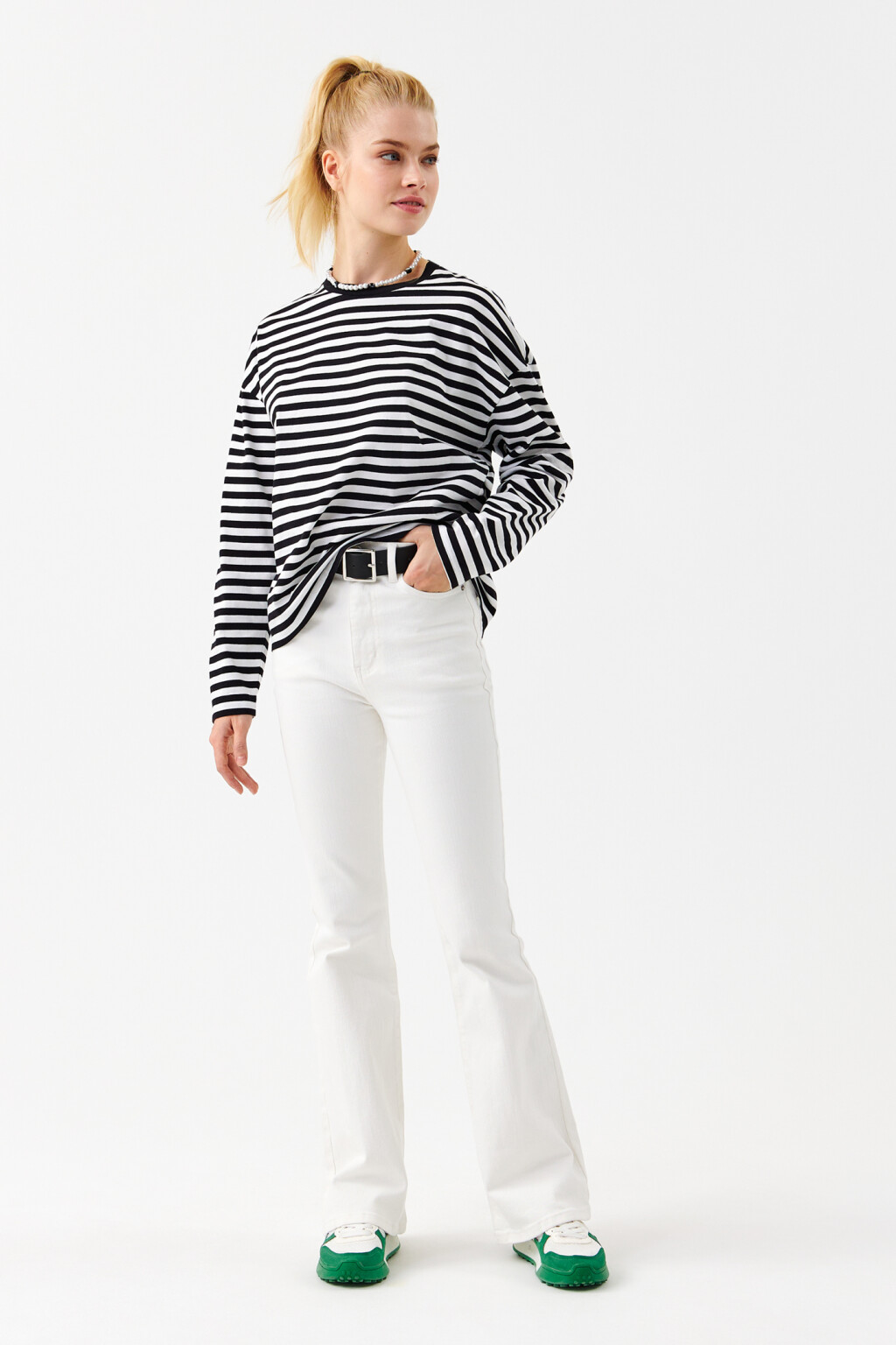 Лонгслив хлопковый в полоску - цвет мультиколор - 4