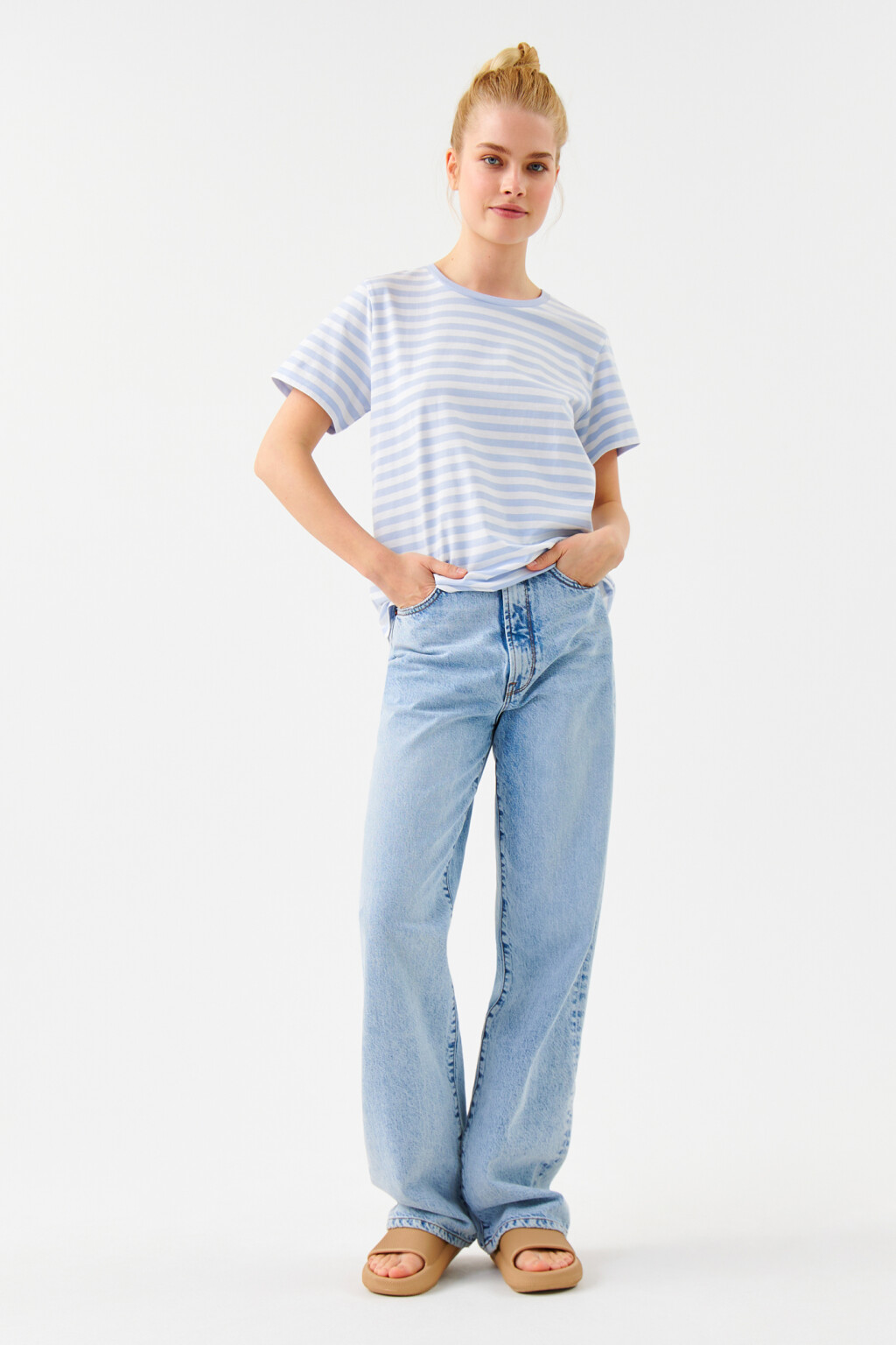 Футболка хлопковая базовая - цвет голубой - 4