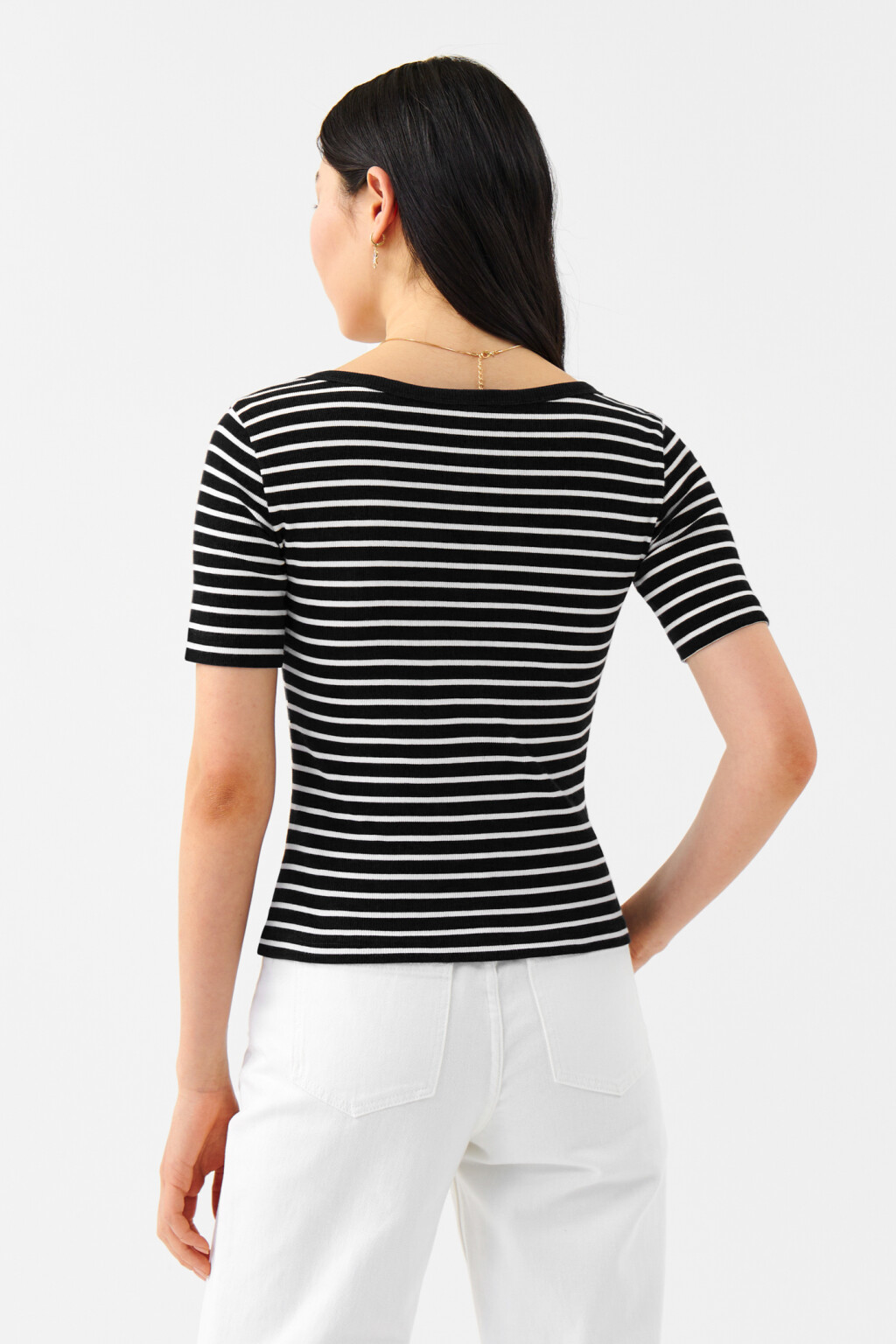 Футболка хлопковая с широким круглым вырезом - цвет мультиколор - 3