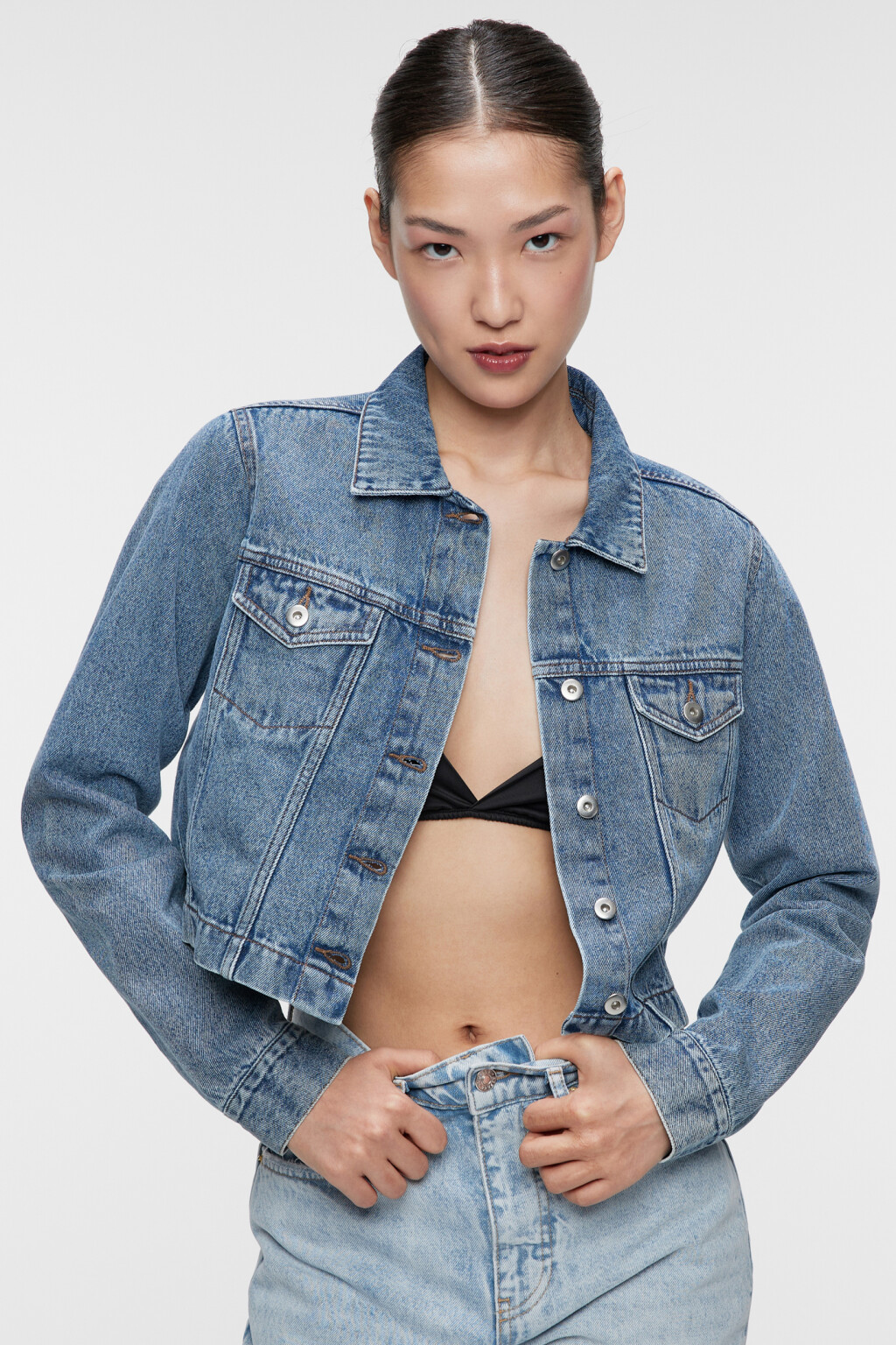 Куртка джинсовая укороченная - цвет голубой - 7