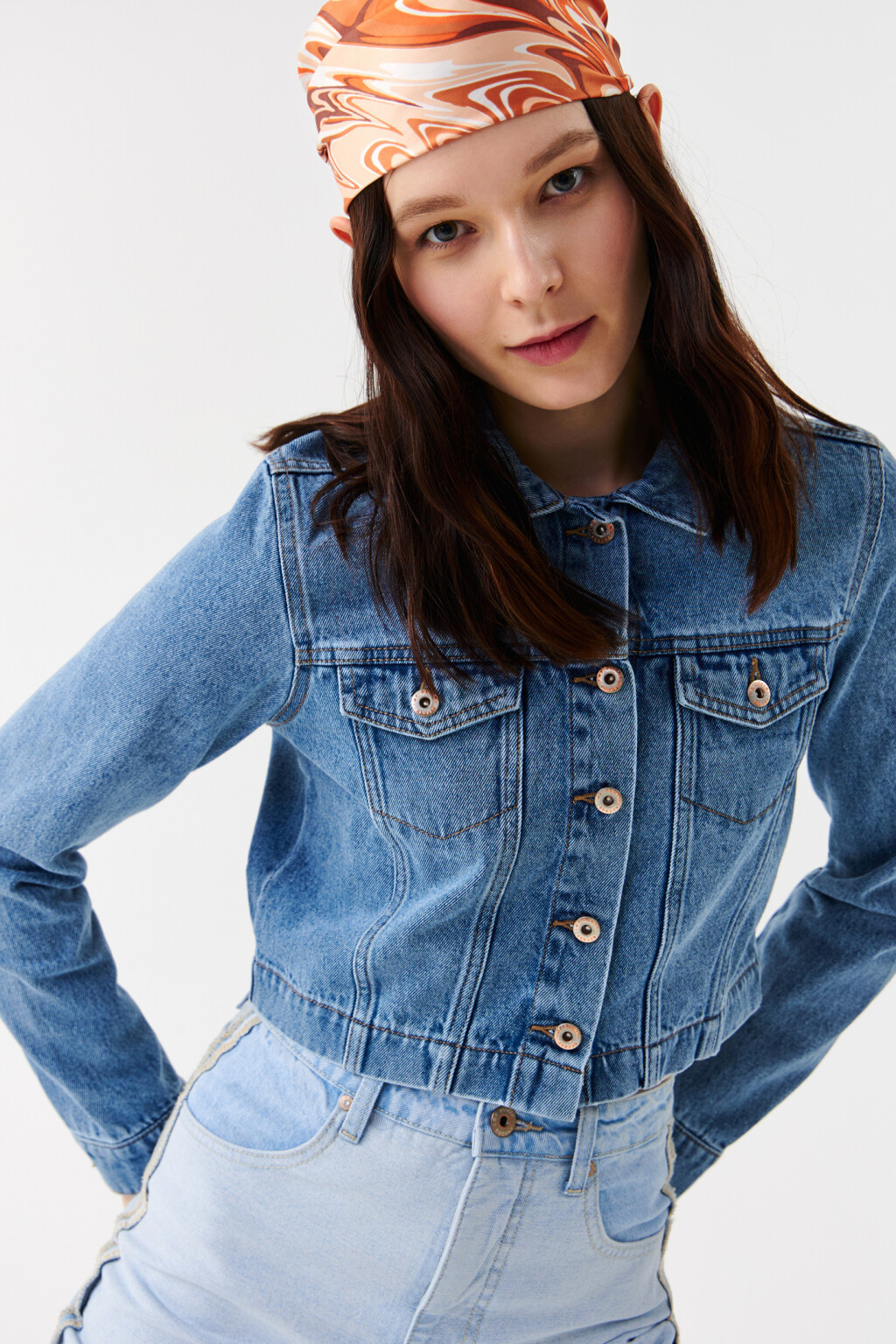 Куртка джинсовая укороченная - цвет голубой - 8