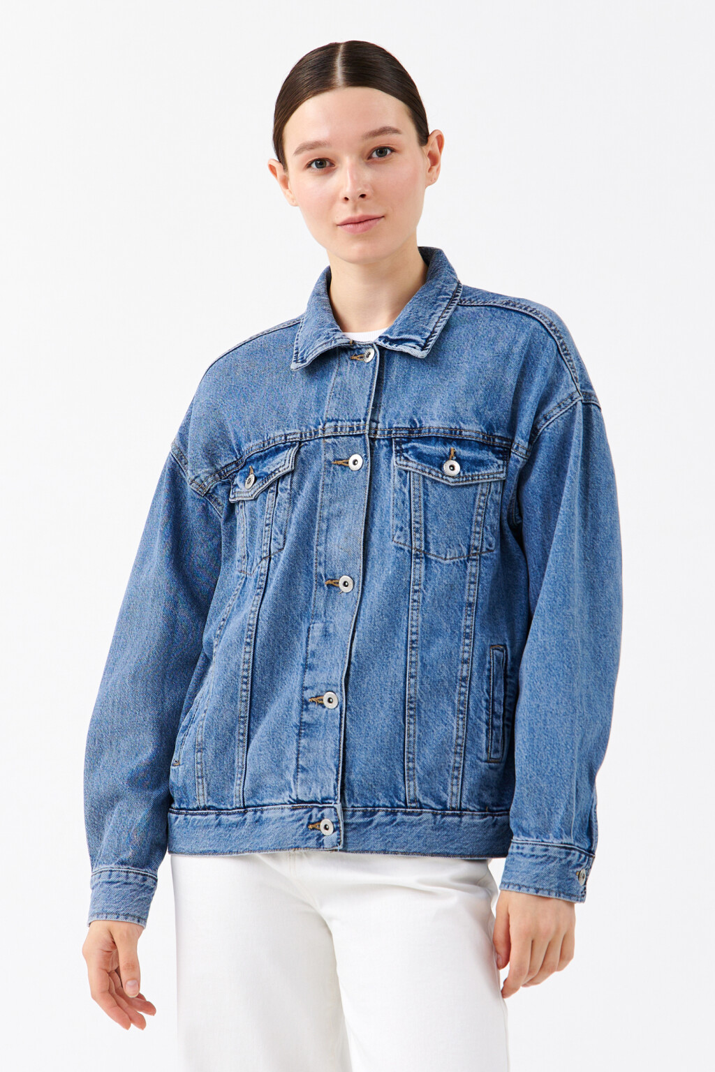 Куртка джинсовая oversize - цвет голубой - 1