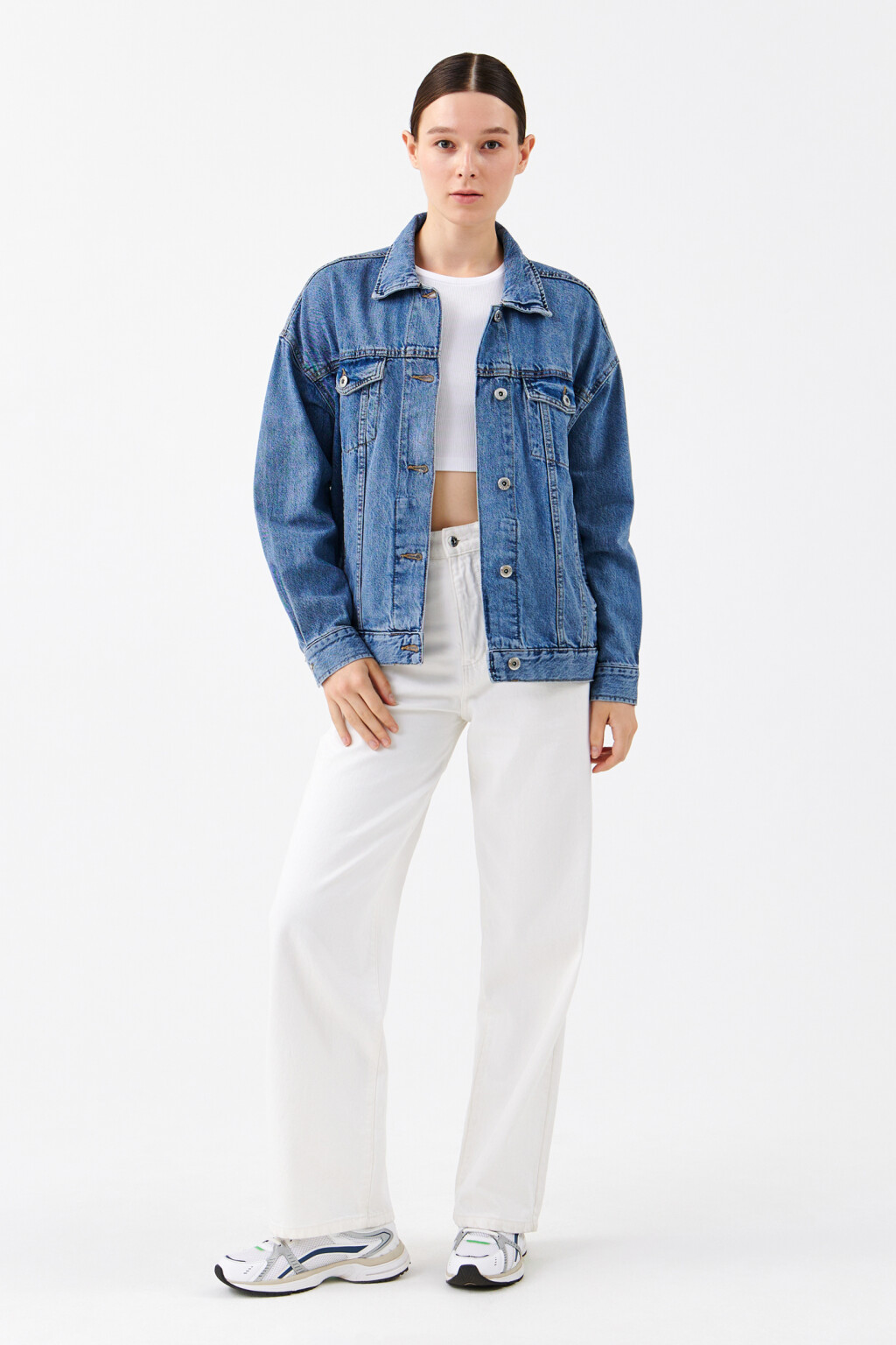 Куртка джинсовая oversize - цвет голубой - 4